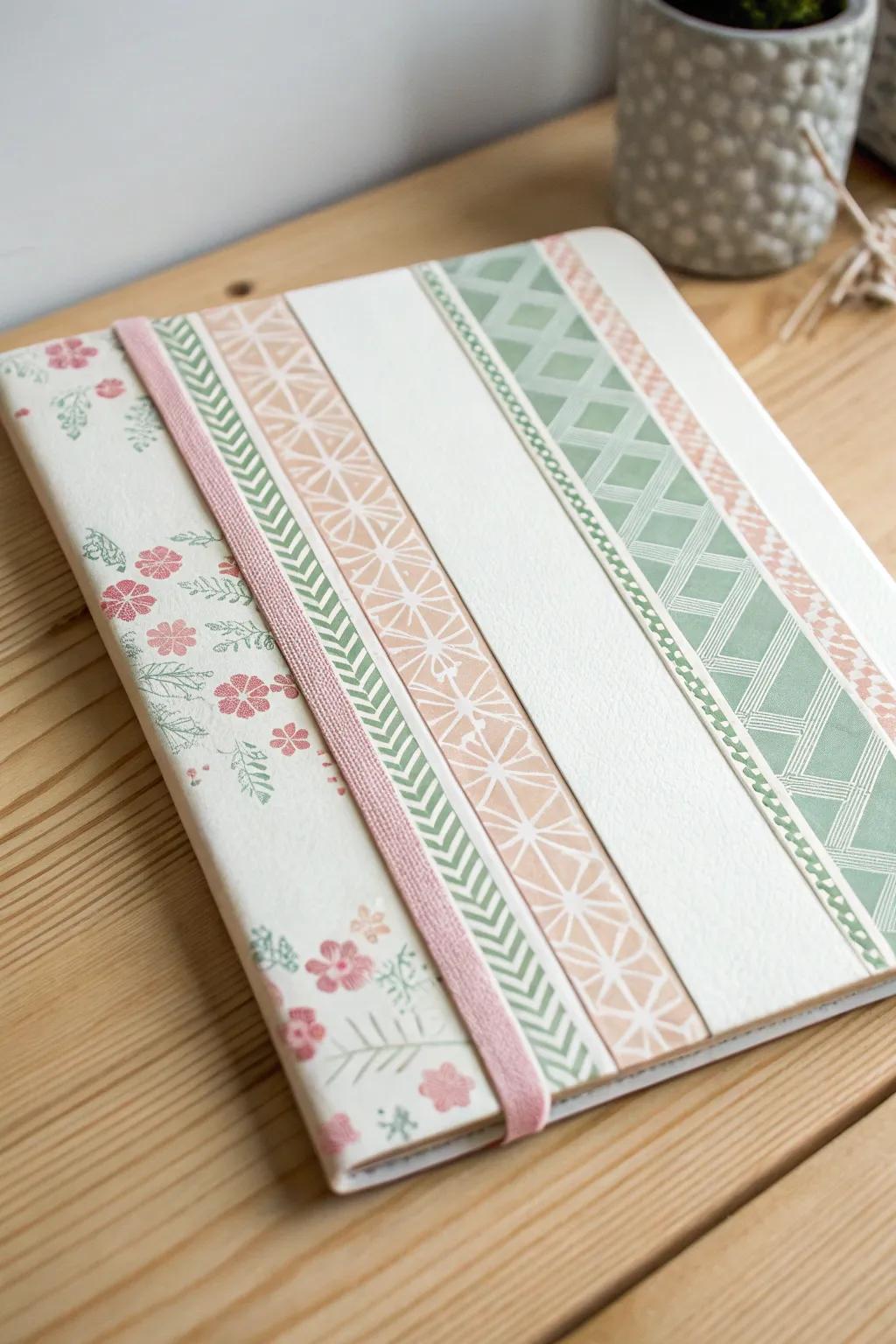 Elevate your notebook with a touch of boho elegance using patterned tape. Effortlessly chic and beautifully simple.