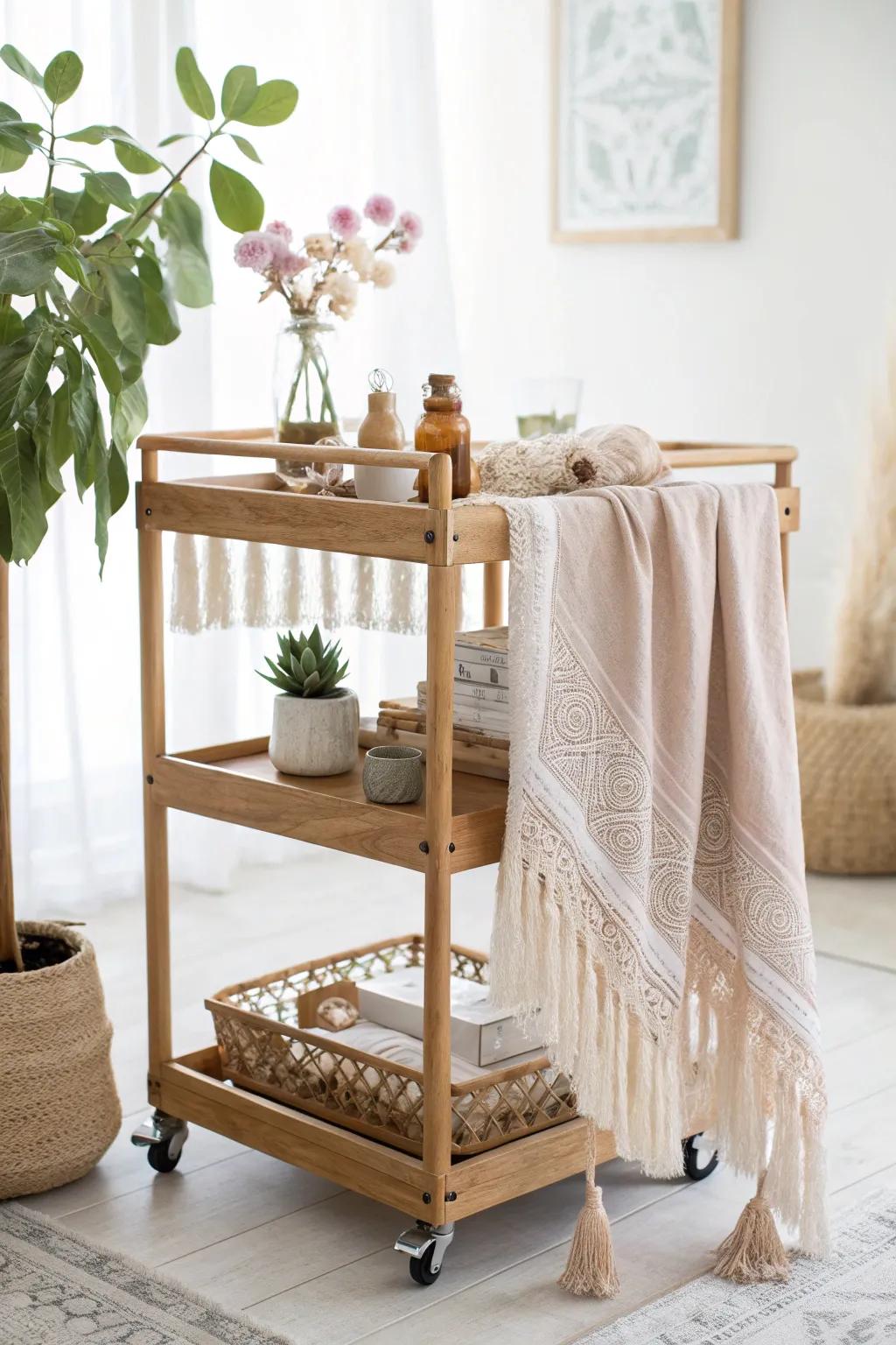 Transform your art cart into a boho-inspired masterpiece of organization and style.