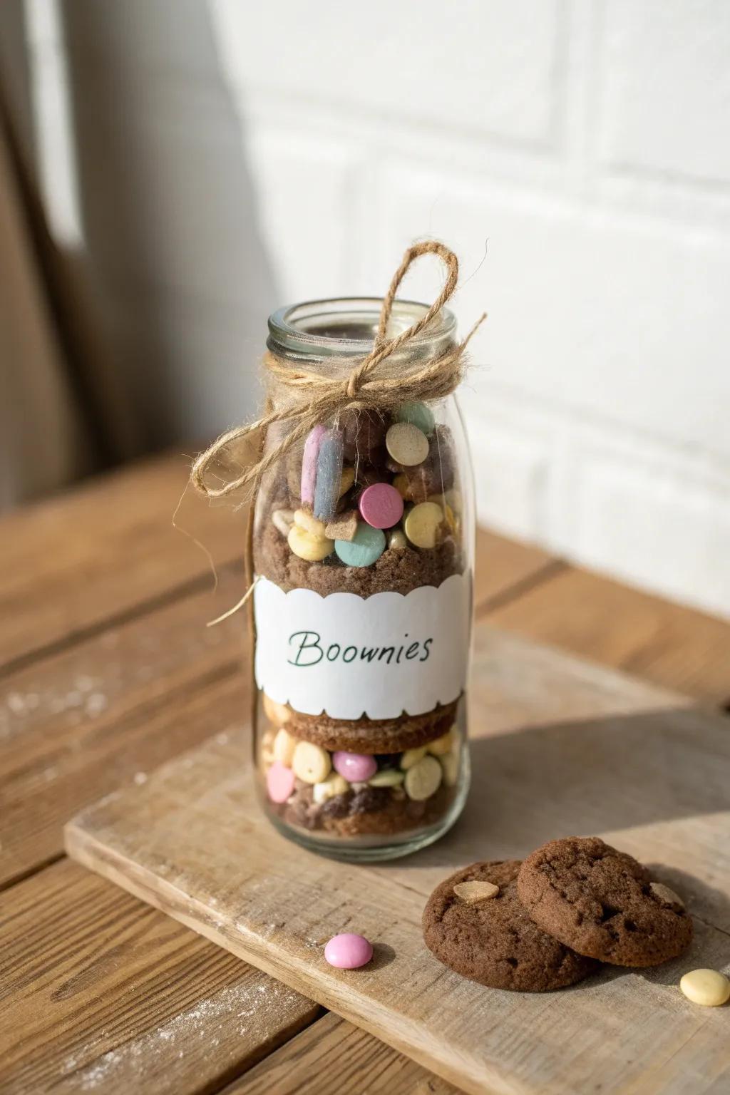 Elevate your bake sale presentation with layered jars of sweet delights.