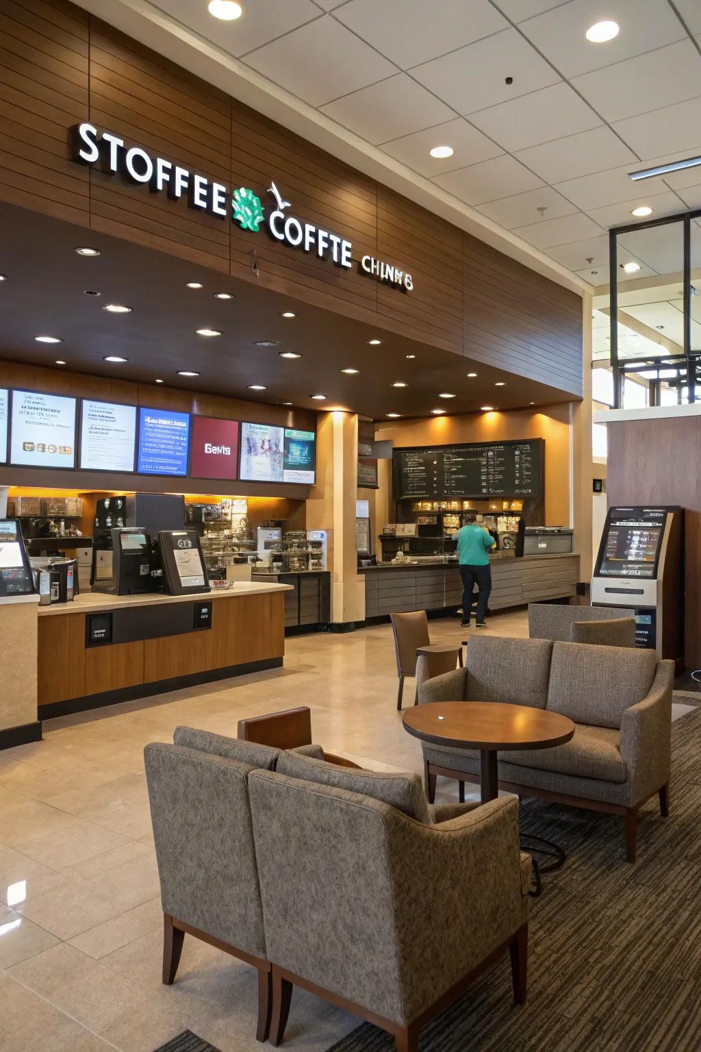 Co-branding with a coffee shop enhances customer experience.