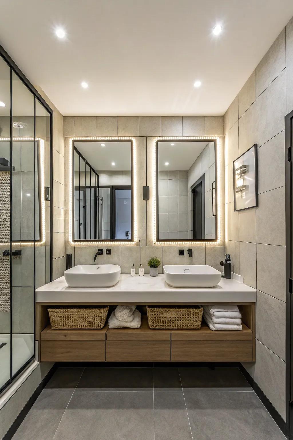 Mirrors expand the perceived space in your bathroom.
