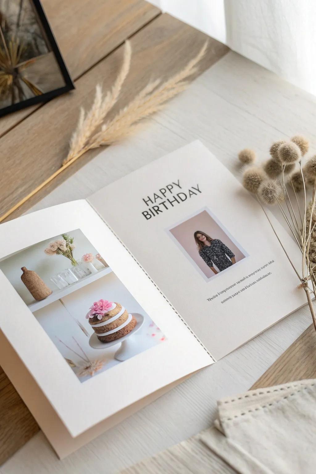 Surprise and delight with a stunning photo pop-up birthday card, where minimalist design meets boho charm.