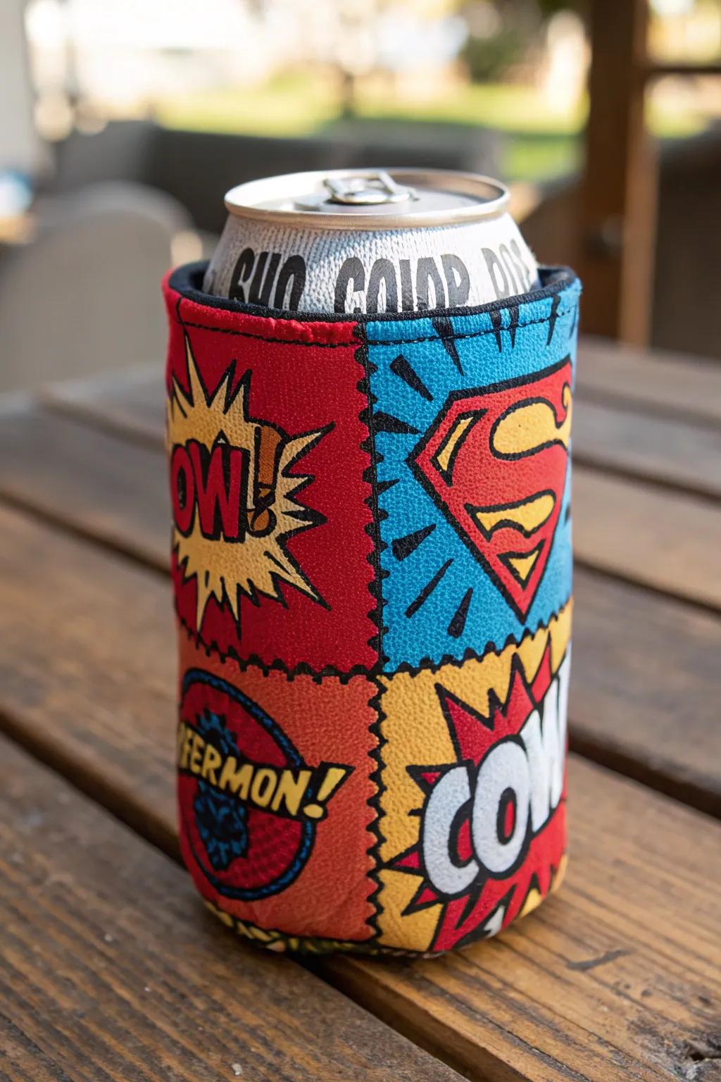 Elevate your beverage game with a superhero-themed koozie that’s as bold and adventurous as your favorite comic book!