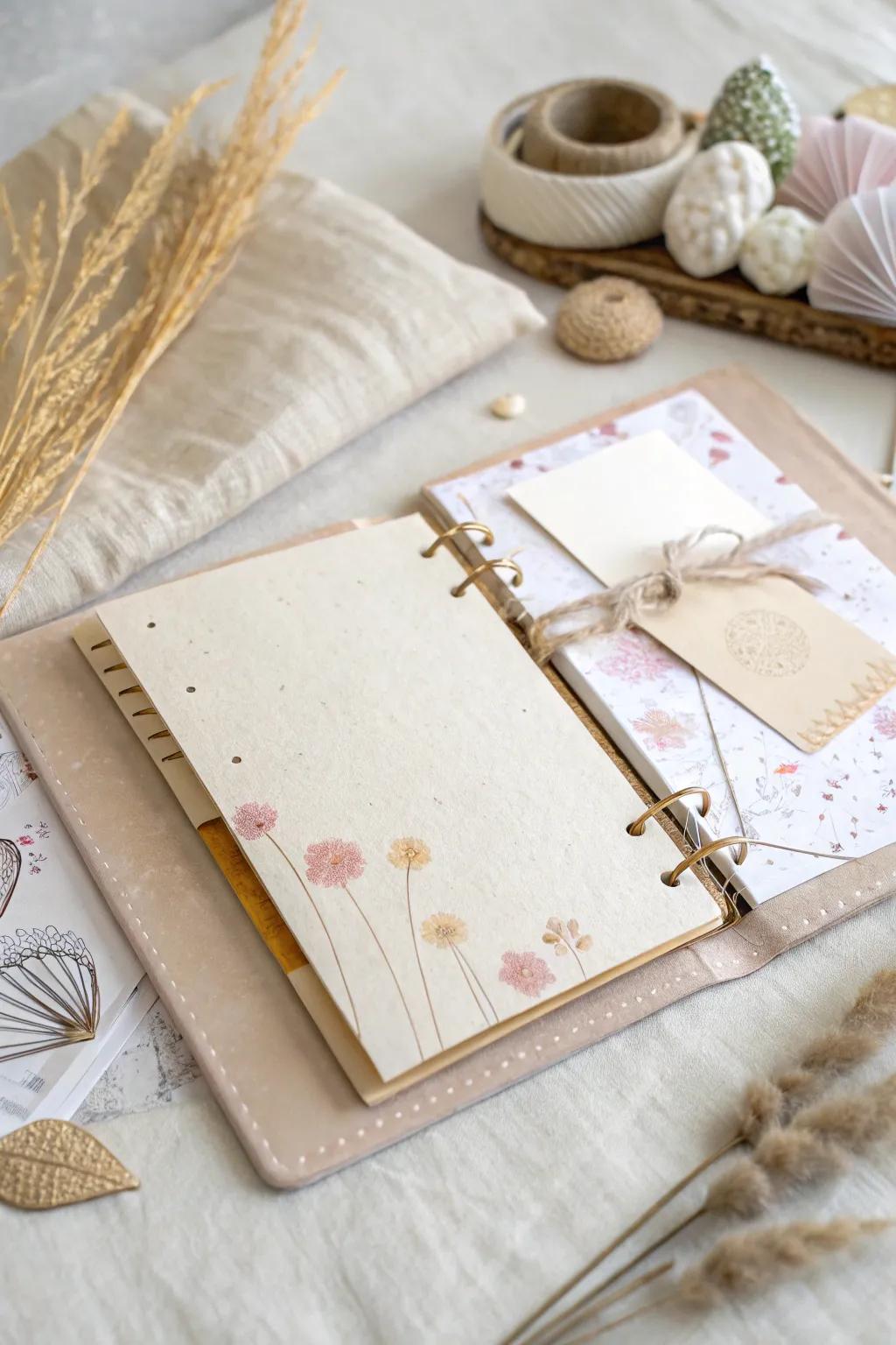 Discover the beauty of interactive scrapbooking with delicate flaps and pockets that hide delightful surprises.