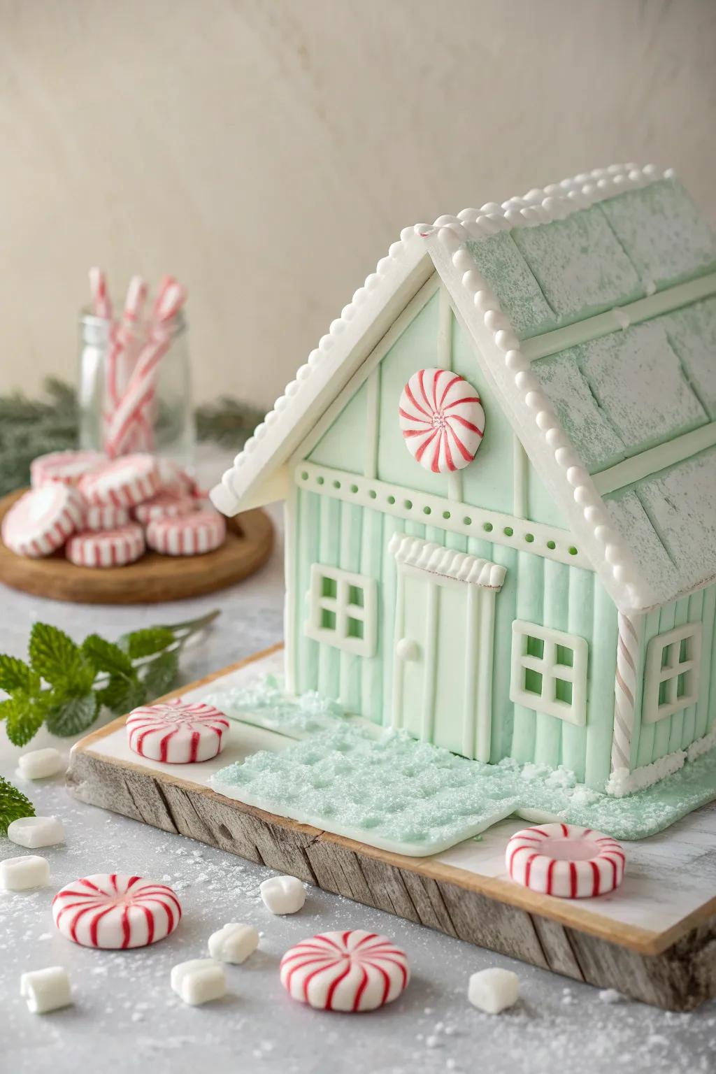 Embrace simplicity and freshness with this Minty Fresh Chalet, where Scandinavian minimalism meets sweet craftsmanship.
