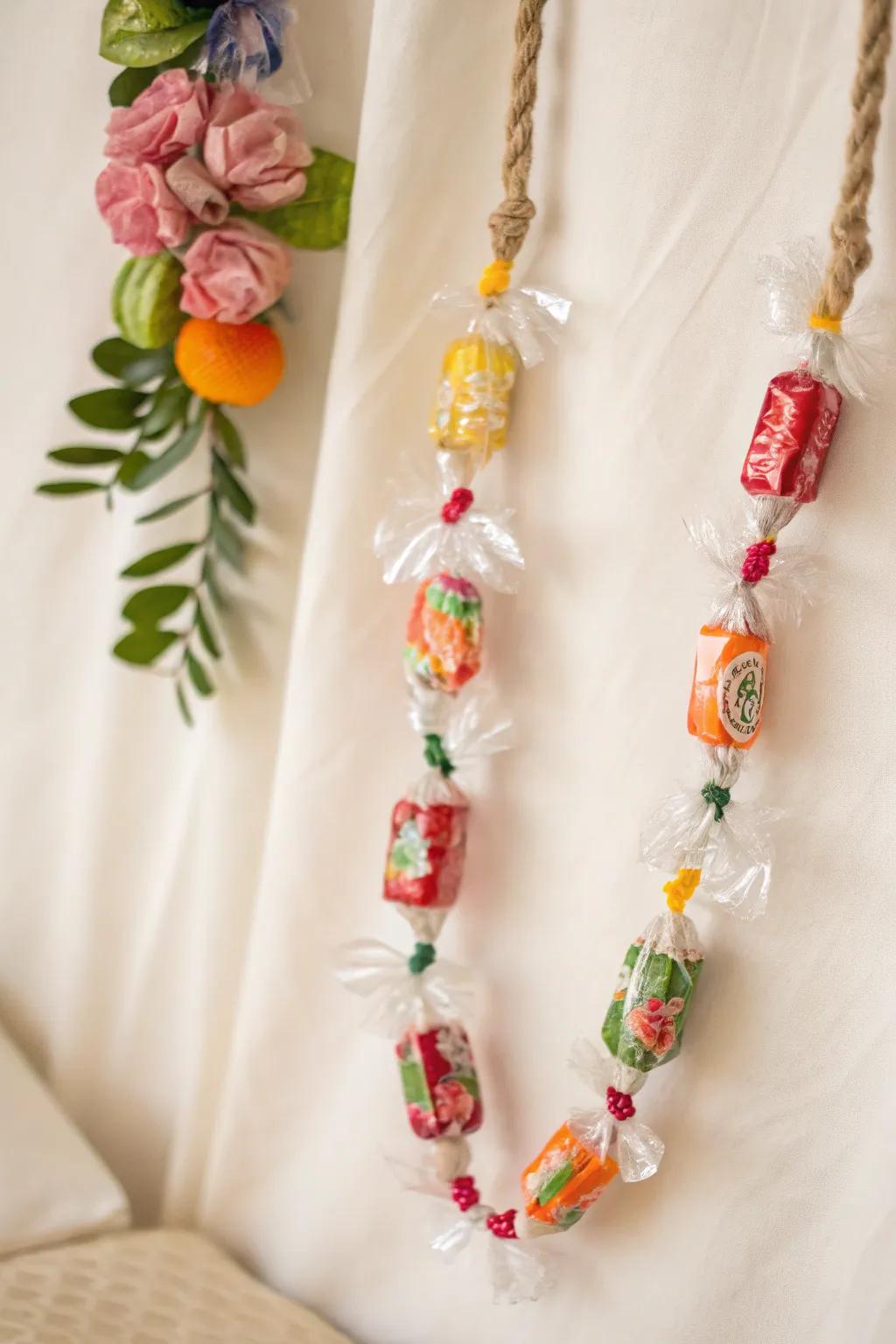 Celebrate global flavors with this stunning candy lei, perfect for adding a touch of worldly charm to any occasion.