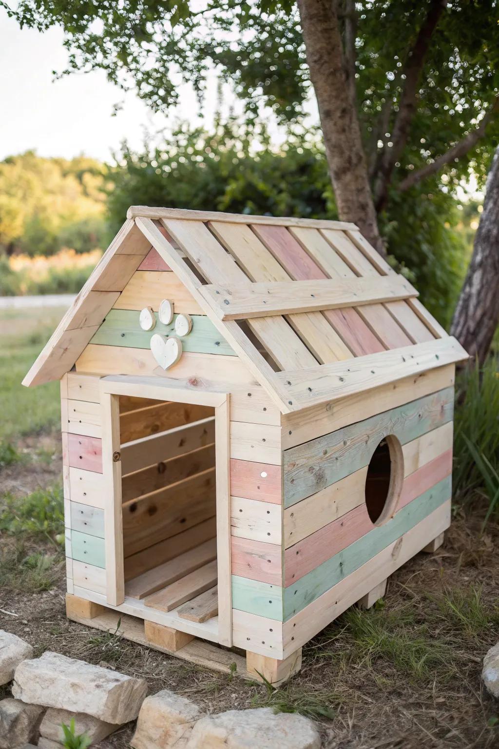 Transform your yard with this chic, minimalist cat playhouse made from repurposed pallets—where simplicity meets style.
