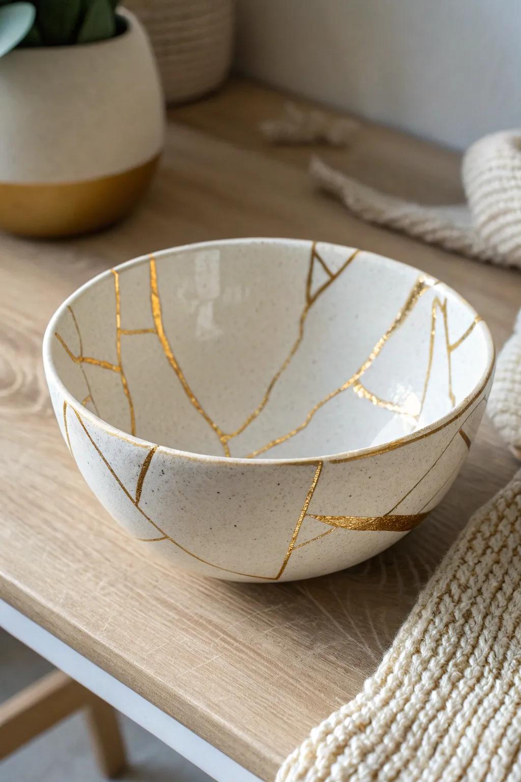 Celebrate the beauty of imperfection with kintsugi art. Embrace the golden lines of your story.