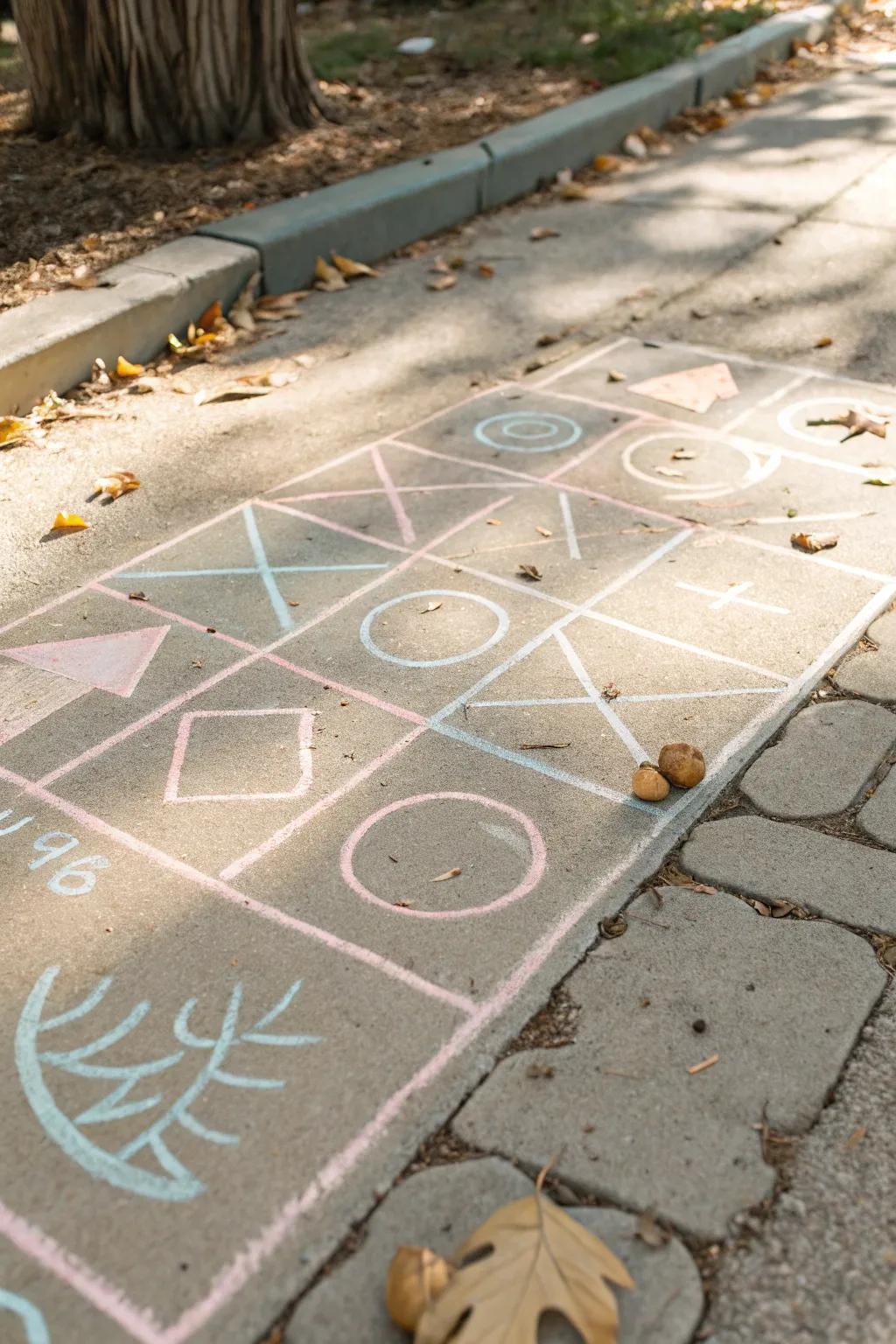 Reverse the fun! Discover the joy of going backward with this charming chalk obstacle course. 🌿✨