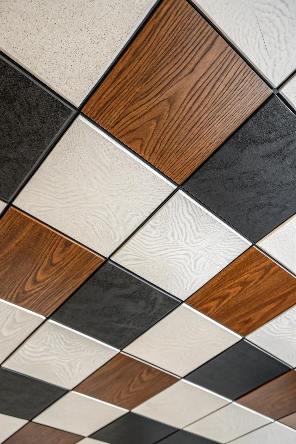 Elevate your space with a stylish and affordable color block ceiling design.