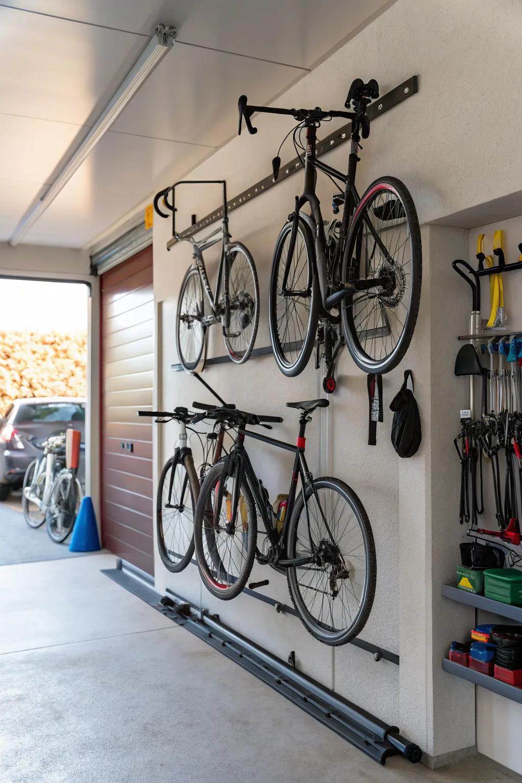 Bike racks are a practical solution for saving space.