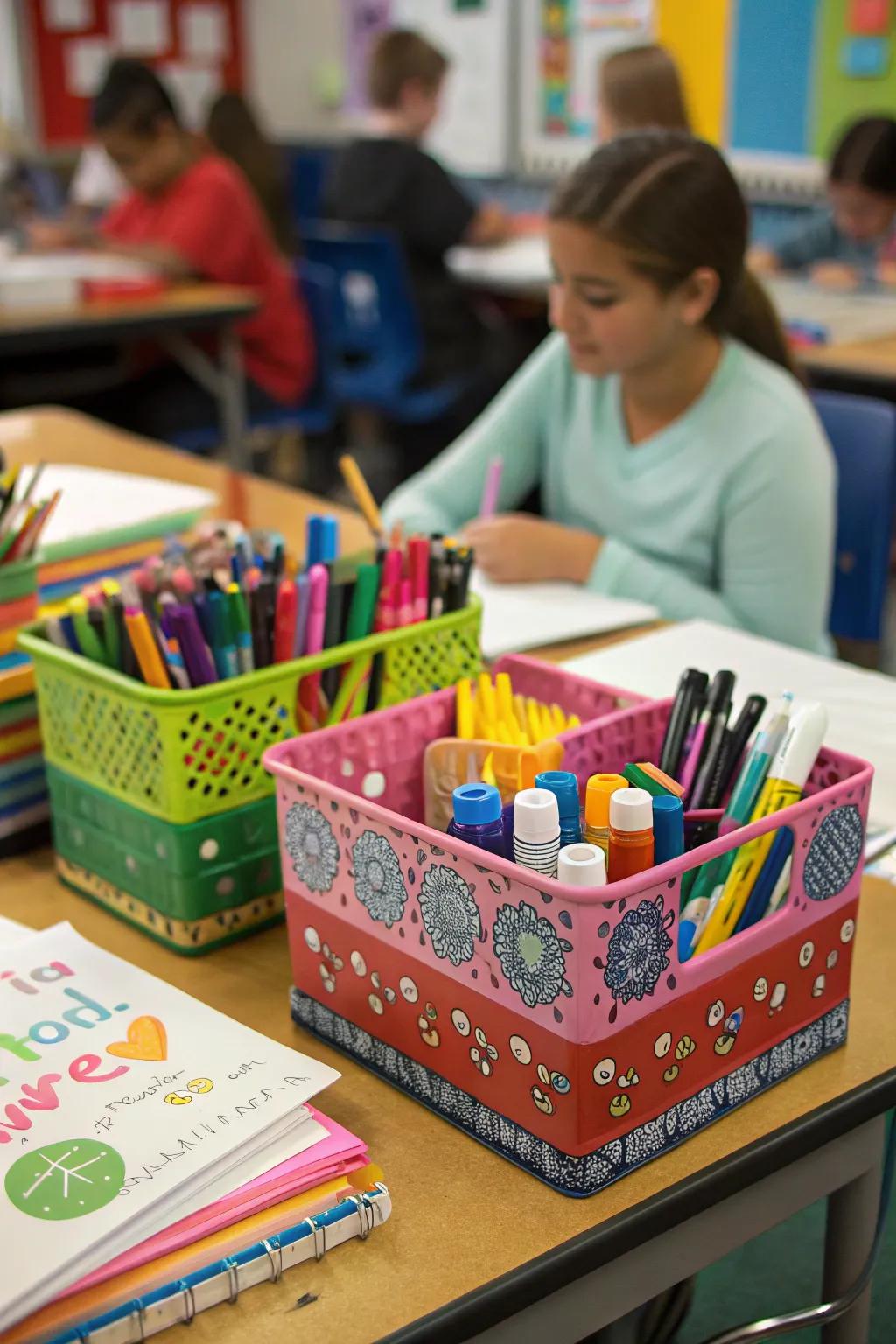 Student-decorated caddies for personal expression