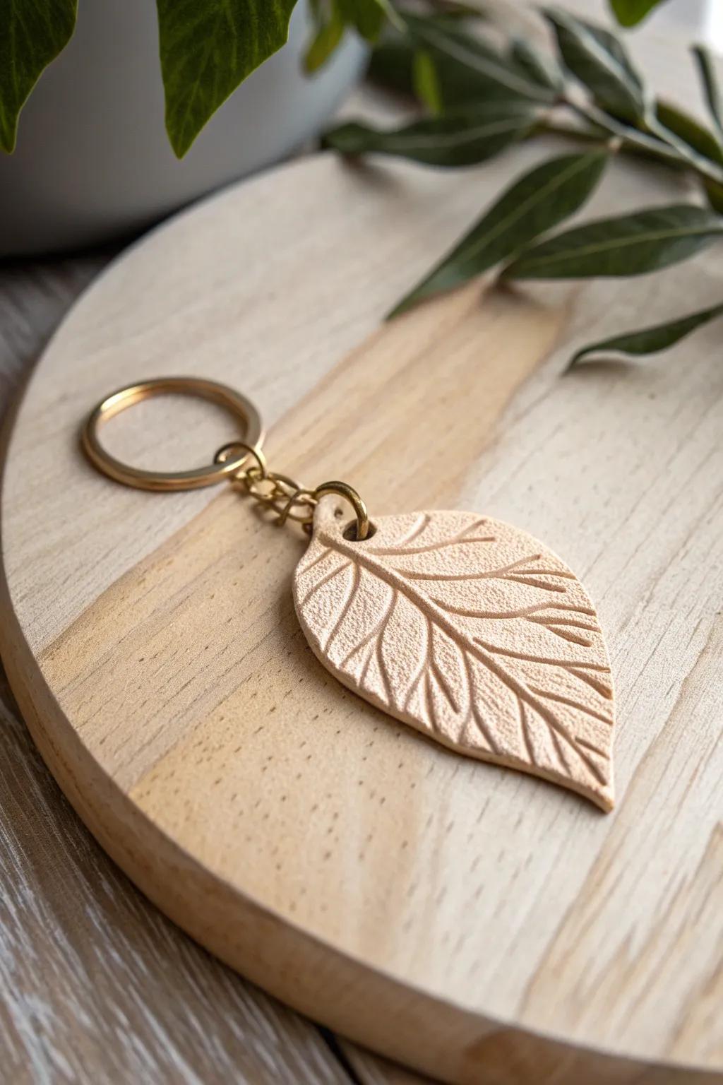 Embrace sustainable style with this handcrafted clay leaf keychain, where elegance meets eco-conscious living.