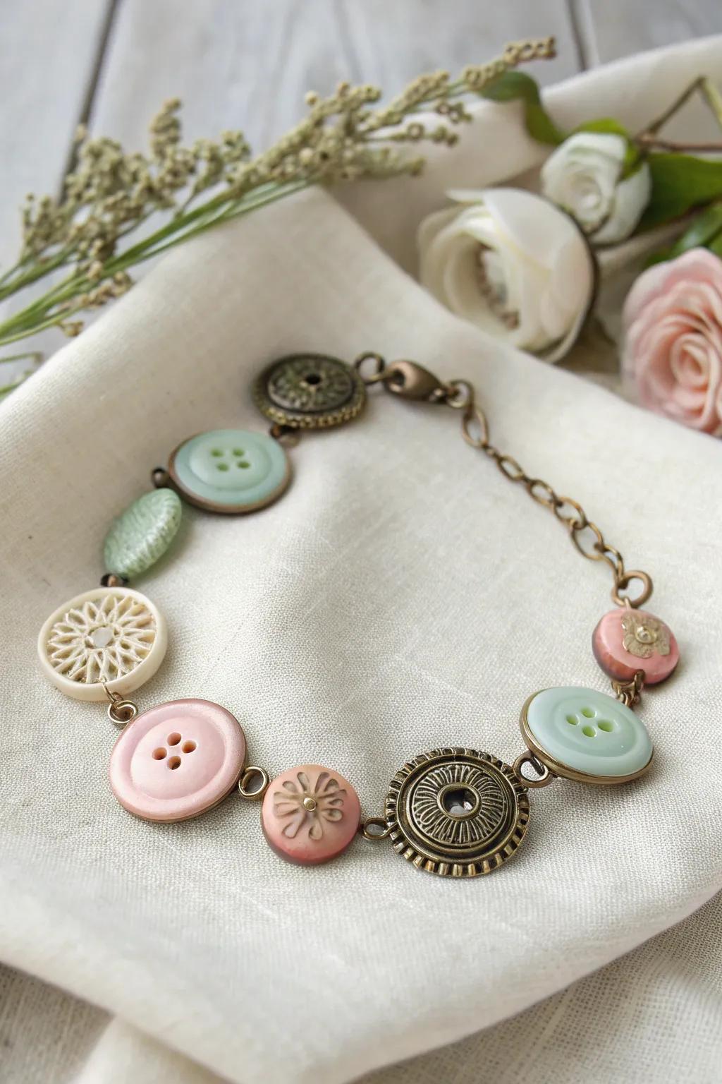 Craft your own story with a vintage button bracelet, where every button is a piece of history.