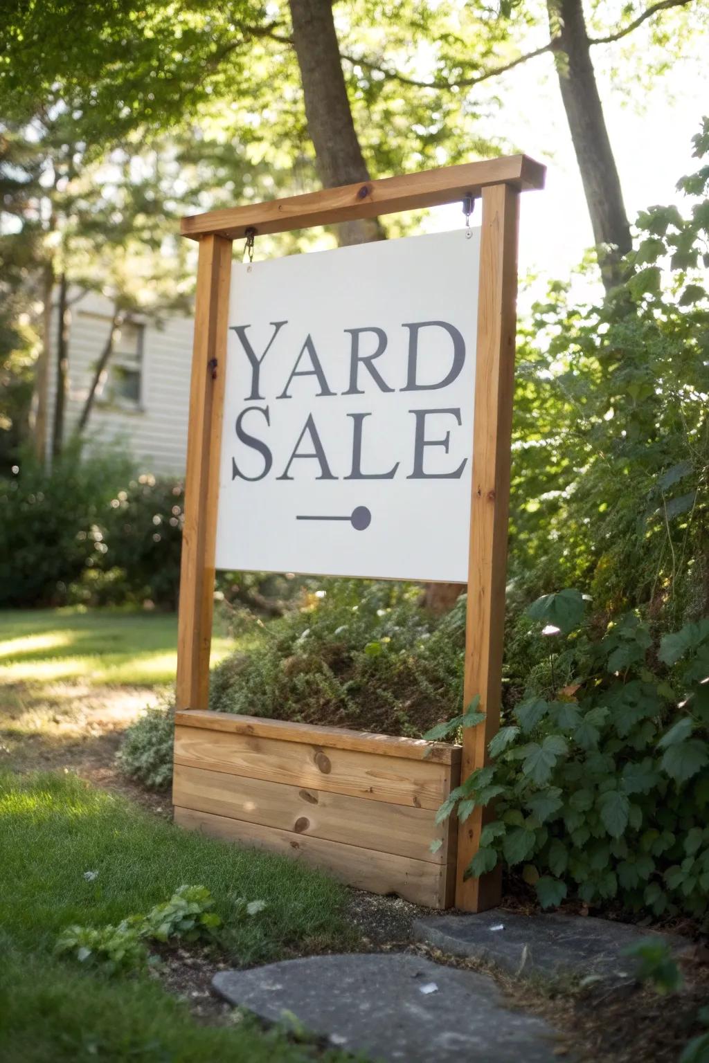 Embrace elegance and durability with a weather-proof yard sale sign that shines in any weather!