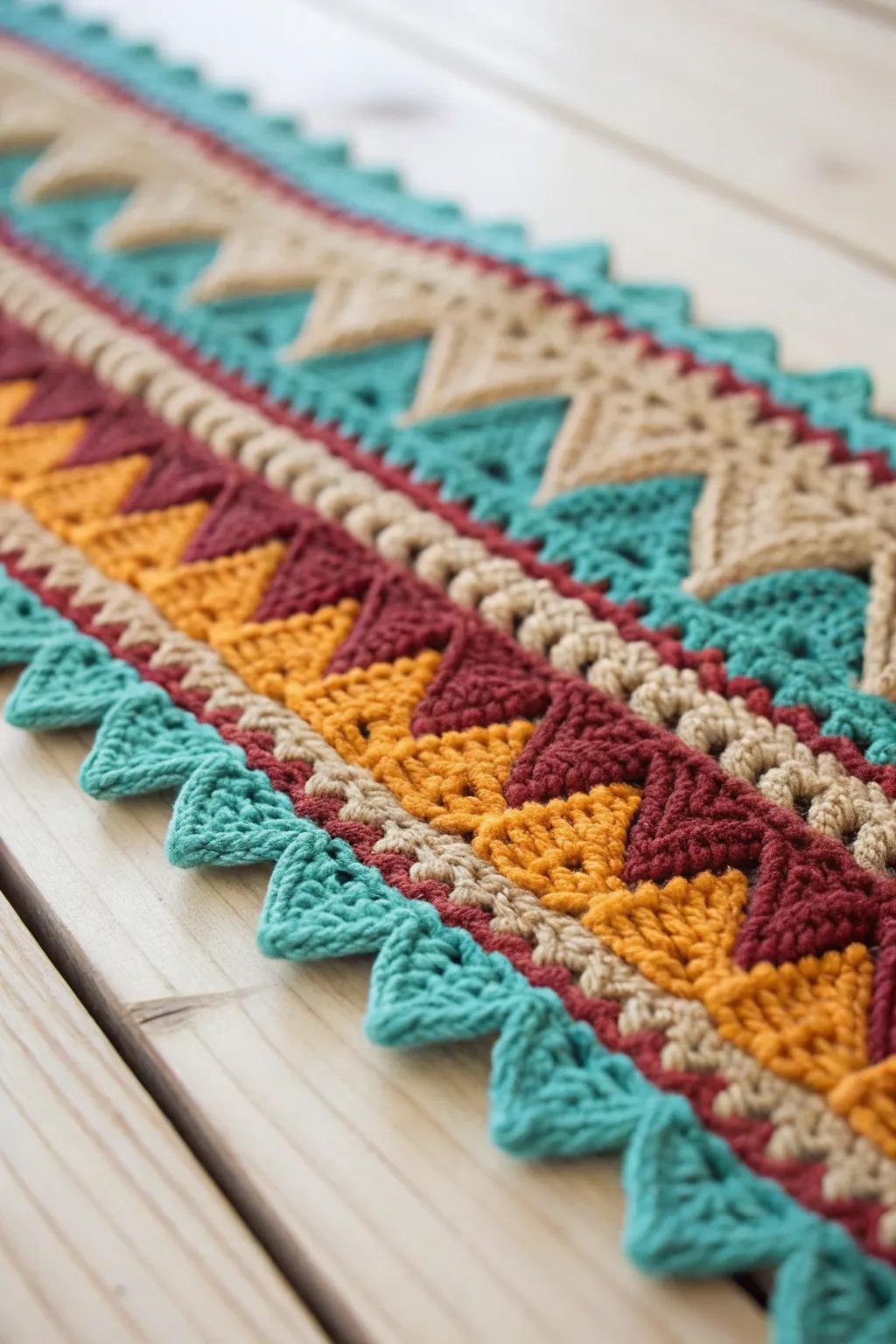 Elevate your crochet projects with the playful elegance of spike and stripe borders.