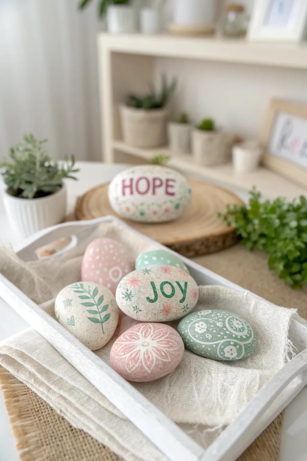Transform your space with a touch of kindness—create a peaceful nook with beautifully grouped kindness rocks.