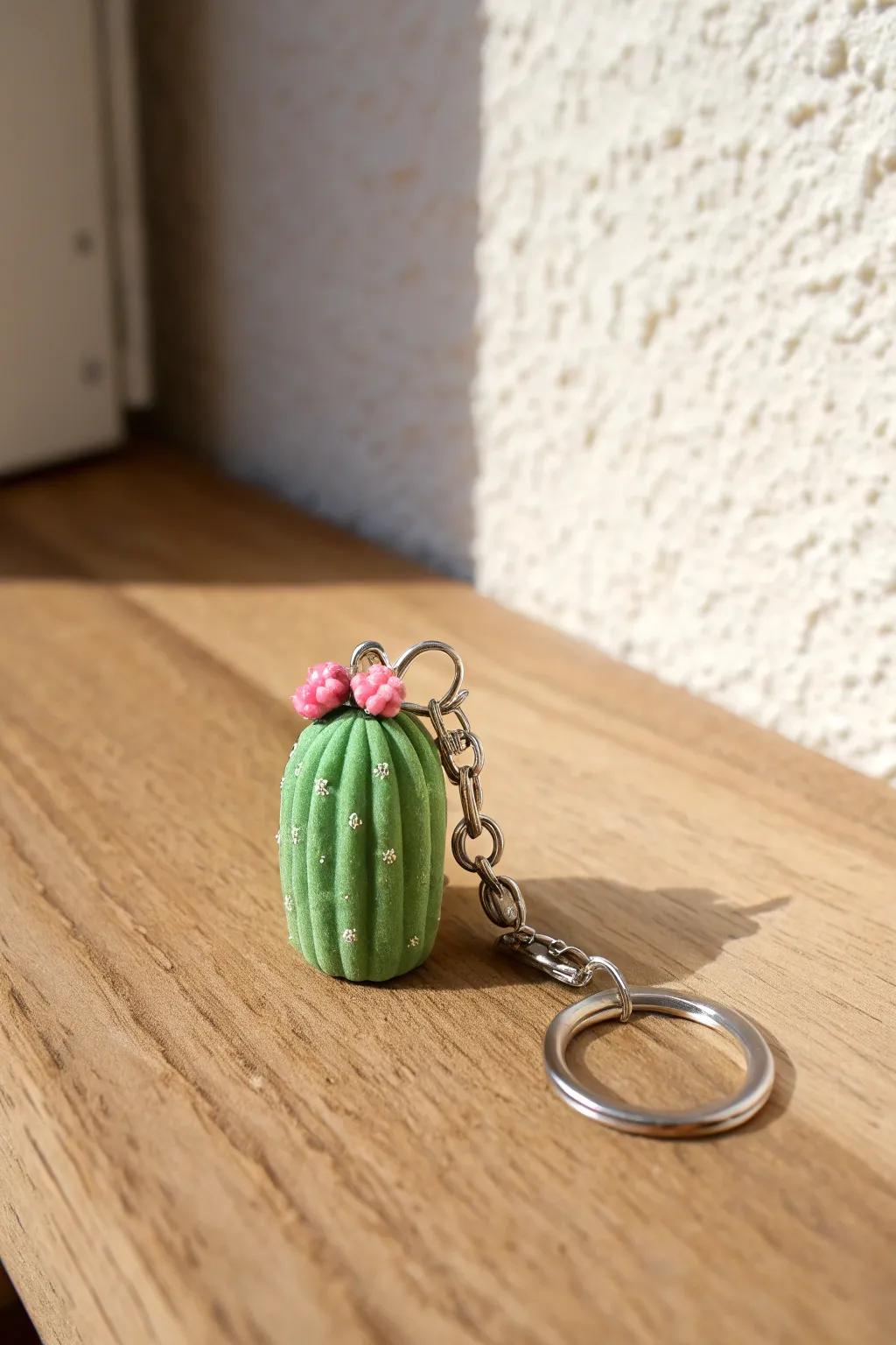 Add a touch of whimsy to your keys with this adorable polymer clay cactus keychain!