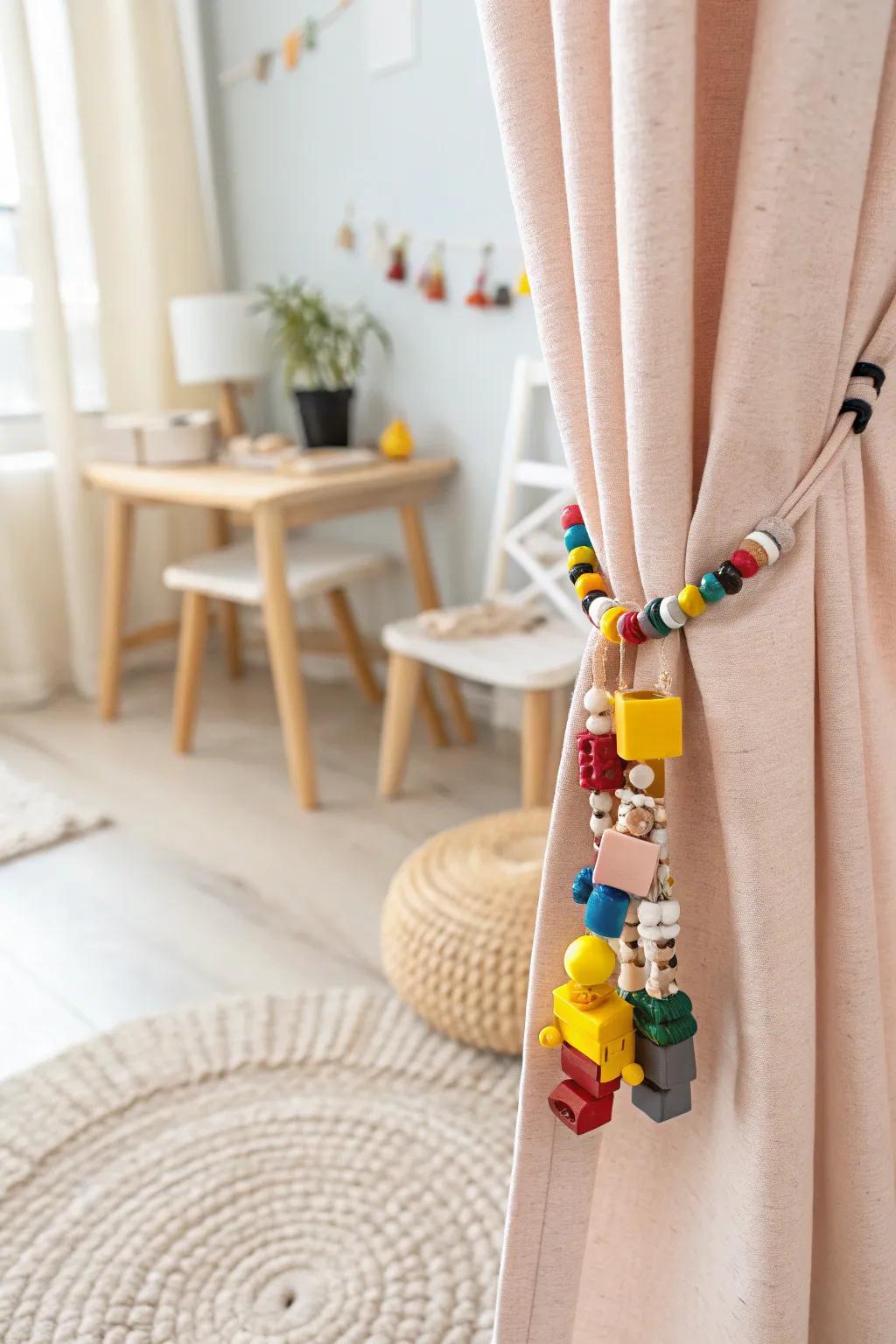 Add a playful twist to your child's room with these charming Lego figurine curtain tie-backs!