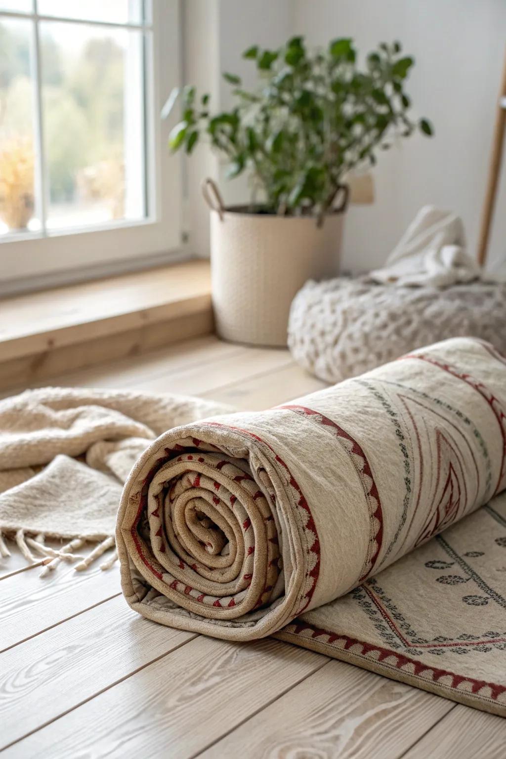 Travel in style and comfort with this minimalist DIY dog bed crafted from a camping mat.