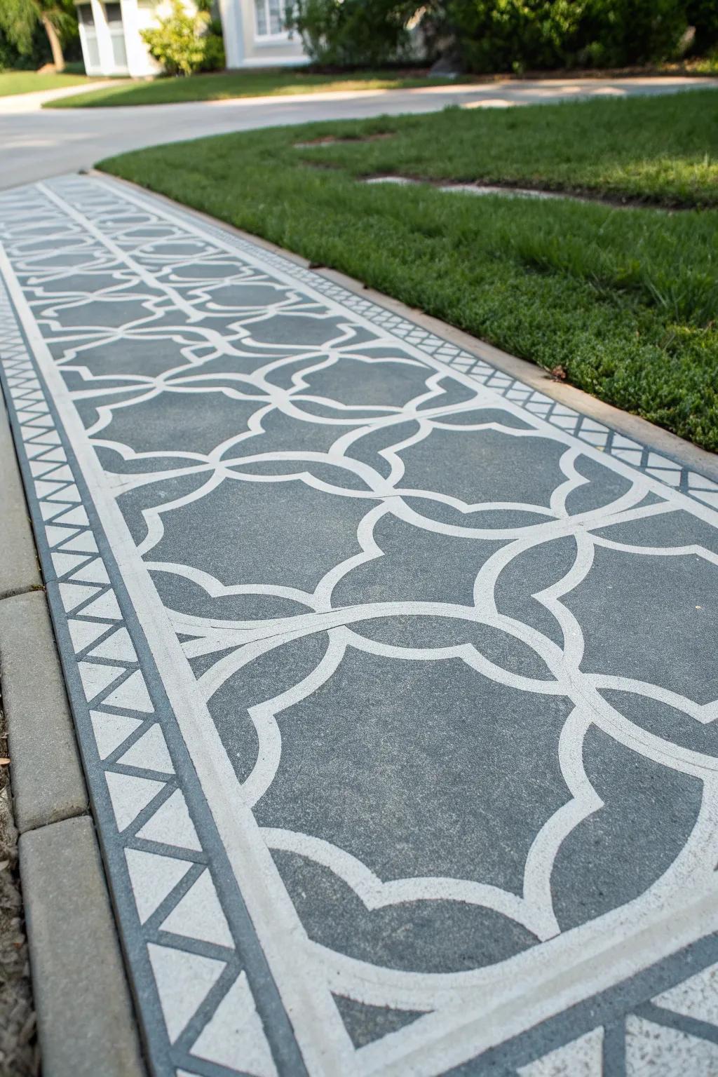 Transform your driveway into a masterpiece with a touch of stencil art.