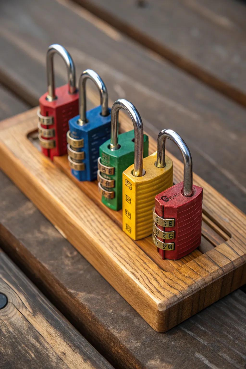 Unlock the fun: Master the color-coded challenge with these custom-crafted locks!