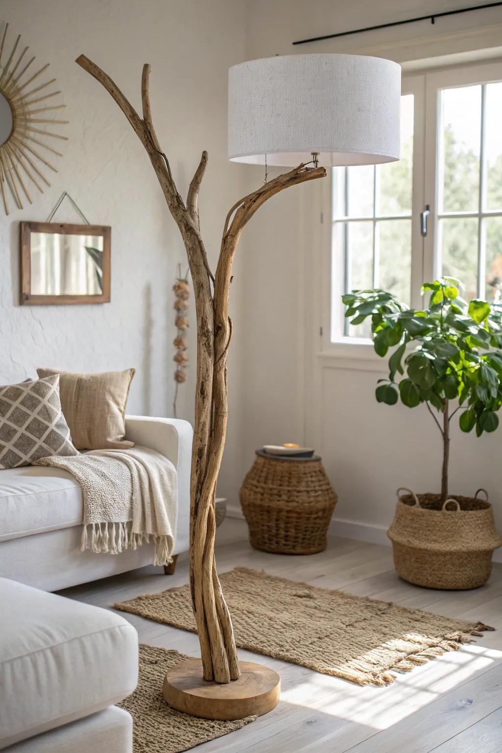 Illuminate your space with nature's elegance: Discover the art of DIY branch floor lamps.