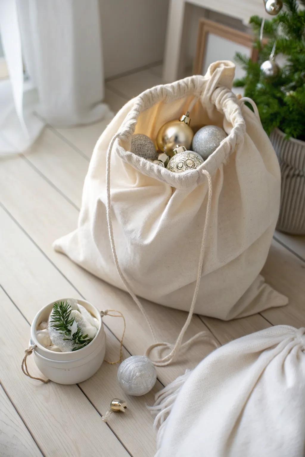 Discover the charming elegance of storing your ornaments in a soft toy bag – a delightful blend of minimalist design and bohemian flair!
