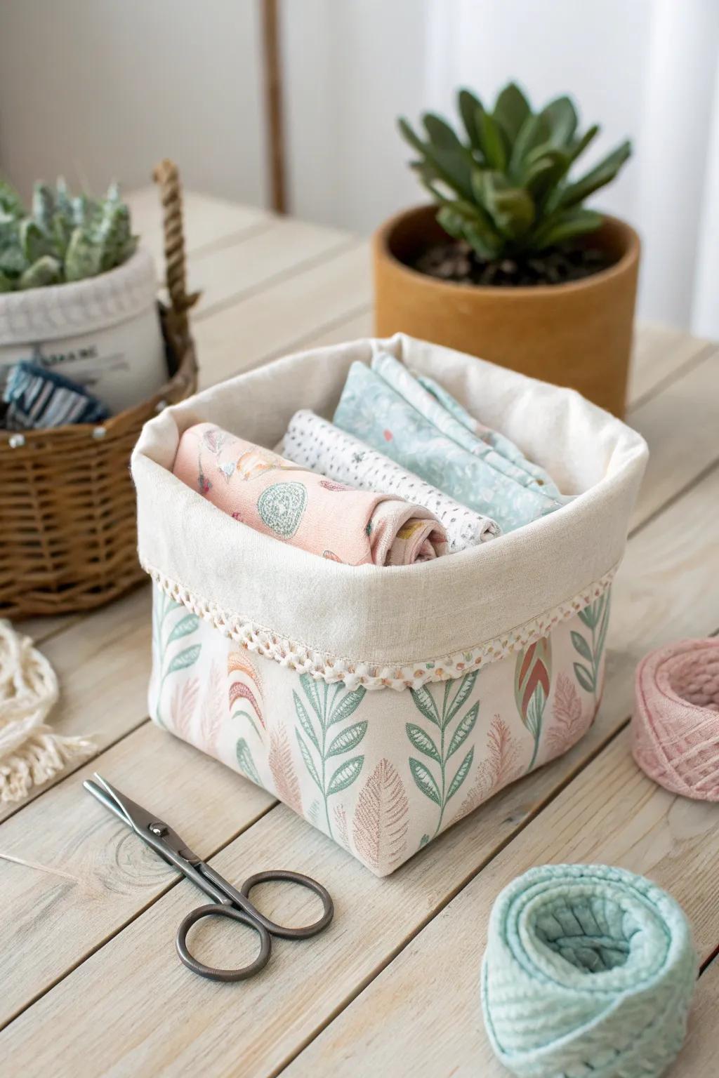 Elevate your space with a handcrafted fabric basket - the perfect blend of simplicity and style.