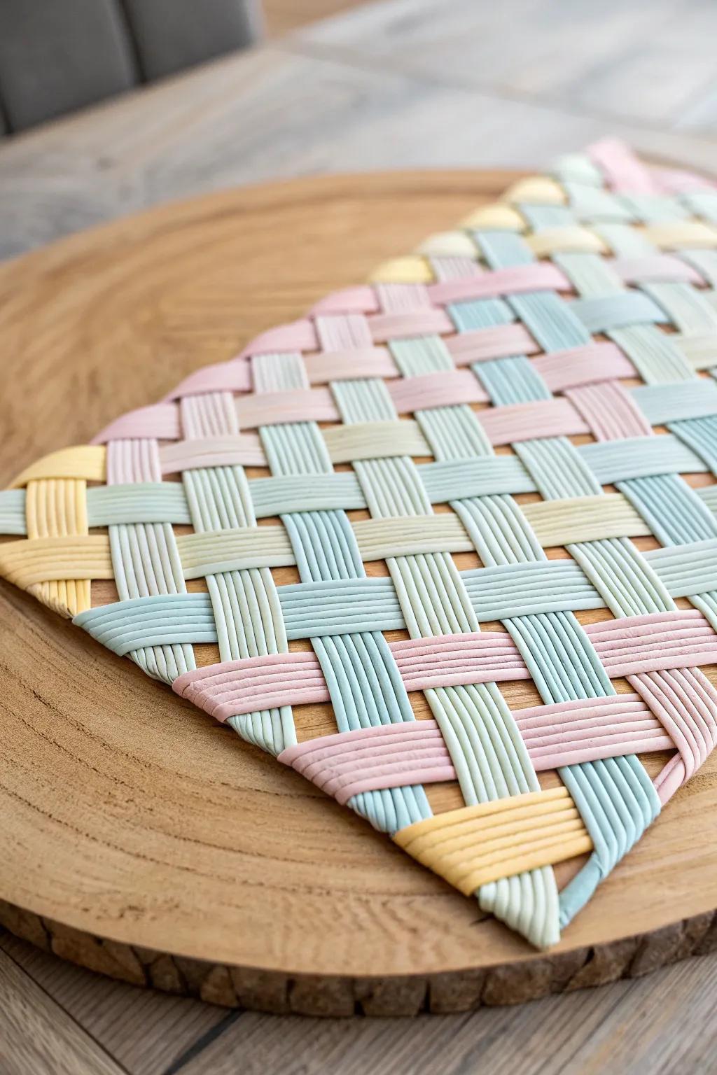 Discover the art of paper weaving—where simplicity meets creativity in every pastel strip.