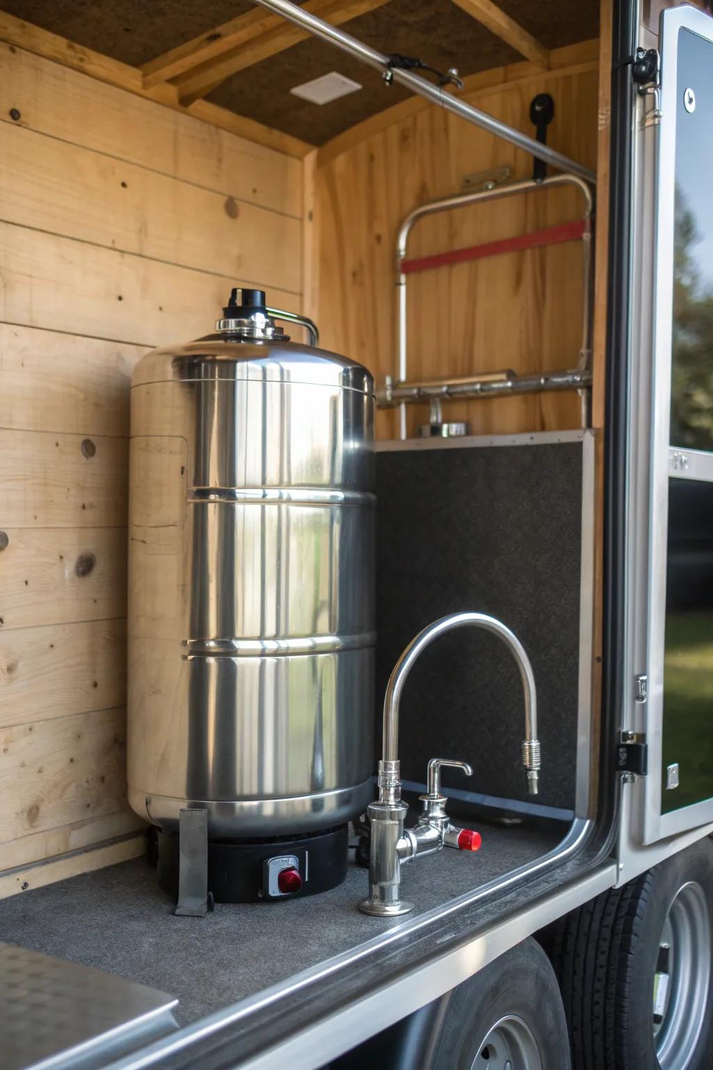 Enhance your trailer with a stylish portable water supply—perfect for fieldwork and crafted for convenience.