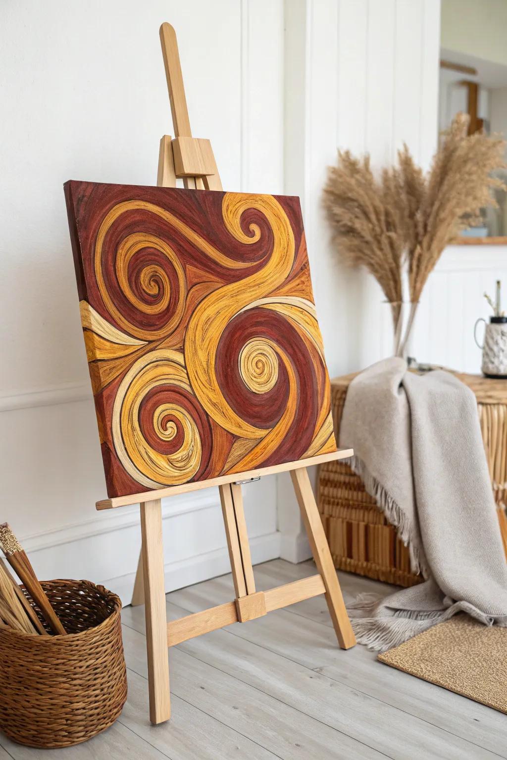 Embrace the season's charm with abstract autumn swirls, where artistry meets simplicity.