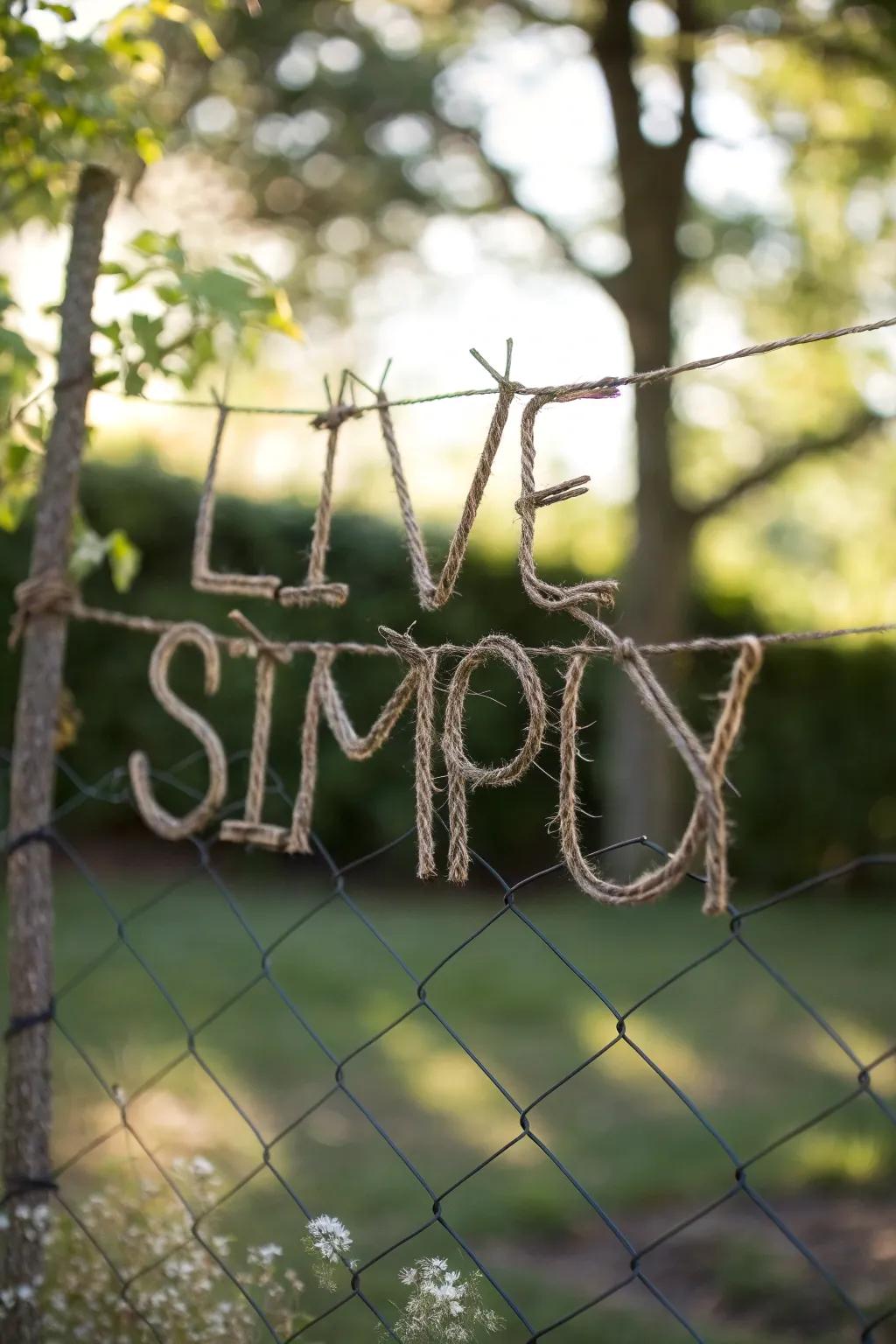 Embrace simplicity with personalized woven messages in your garden sanctuary.