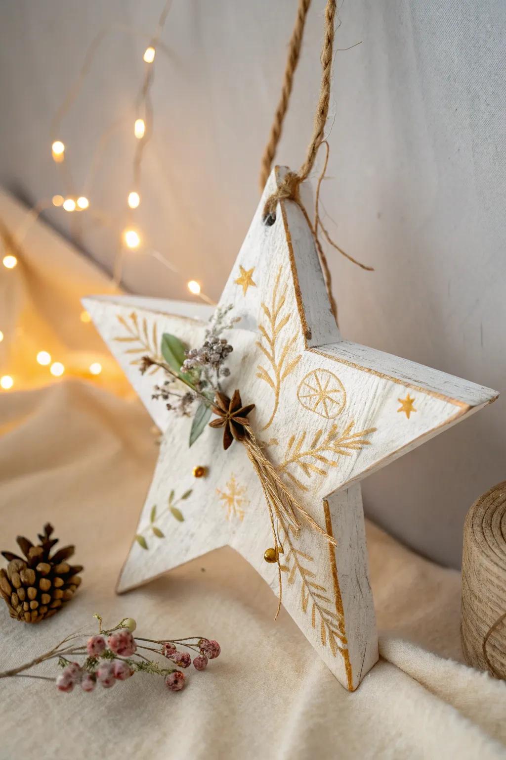Elevate your holiday decor with this charmingly crafted wooden star, where simplicity meets festive elegance.