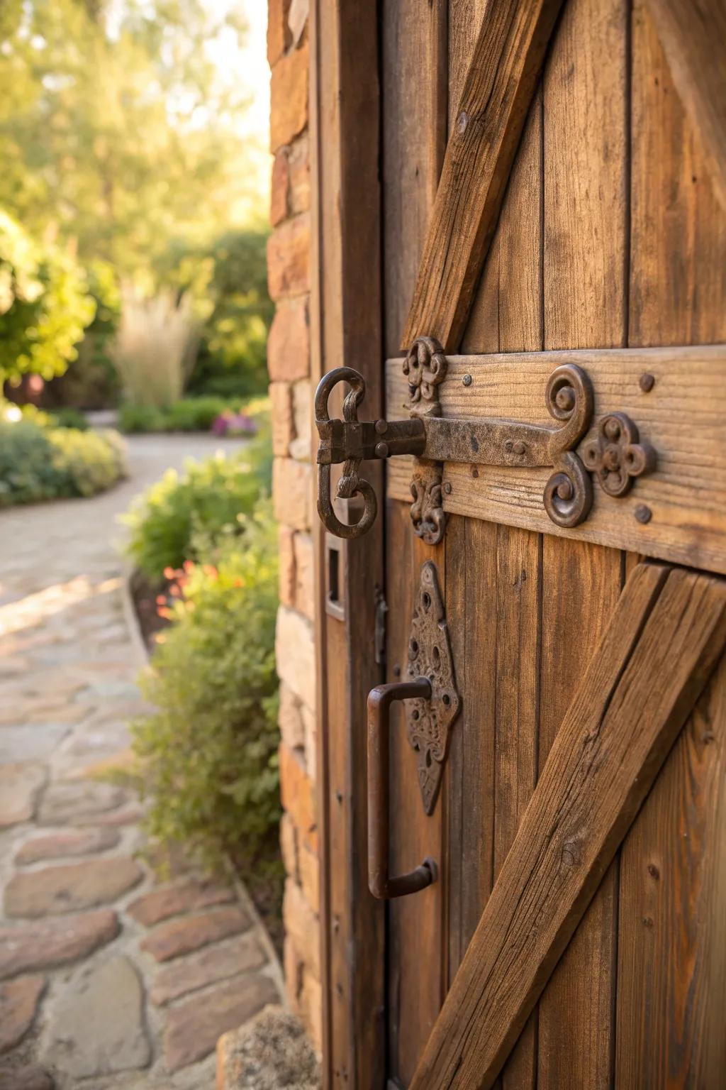 Embrace rustic charm with a vintage sliding latch for your garden gate.