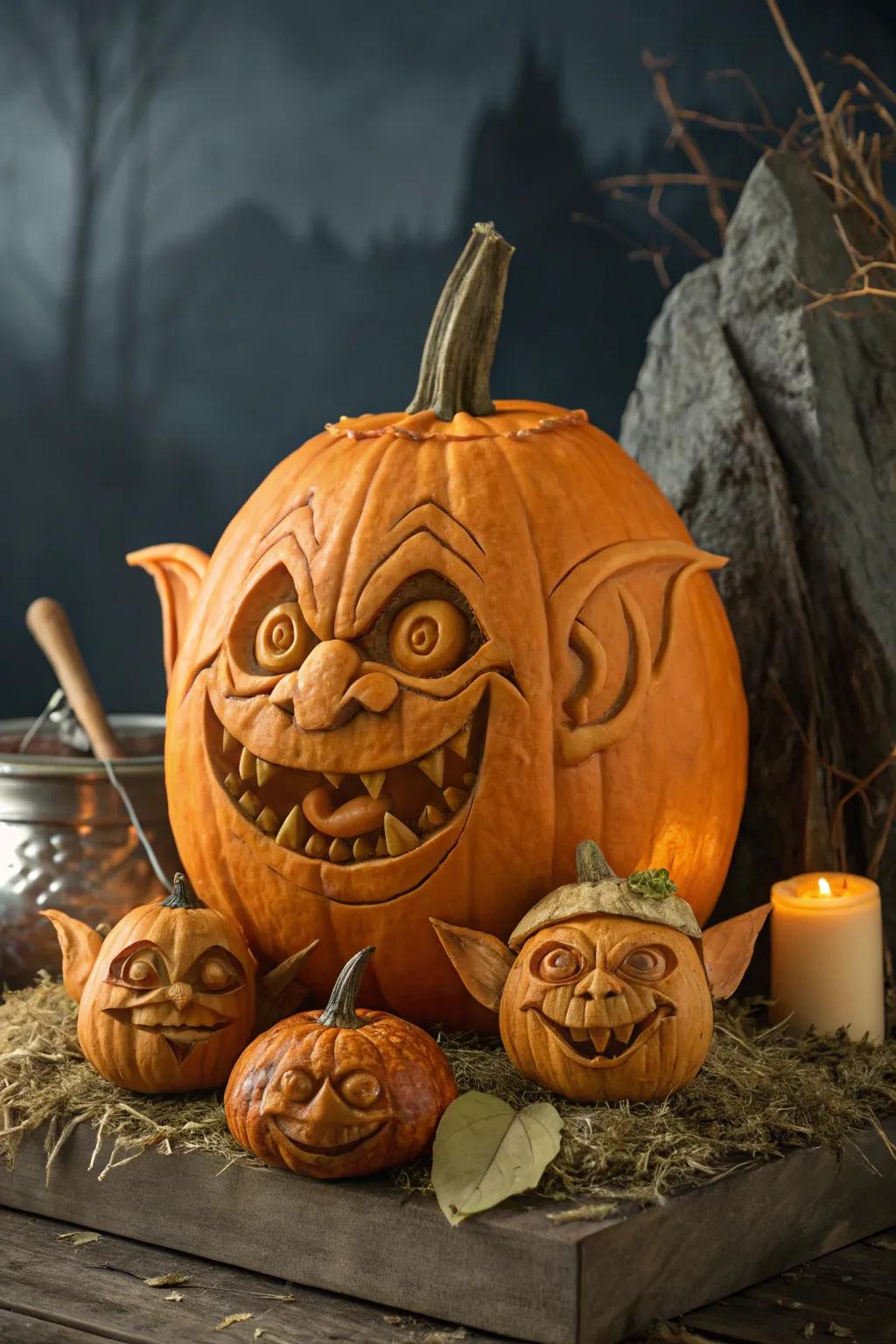 Unleash your creativity this Halloween with mischievous goblin carvings that showcase craftsmanship at its finest.