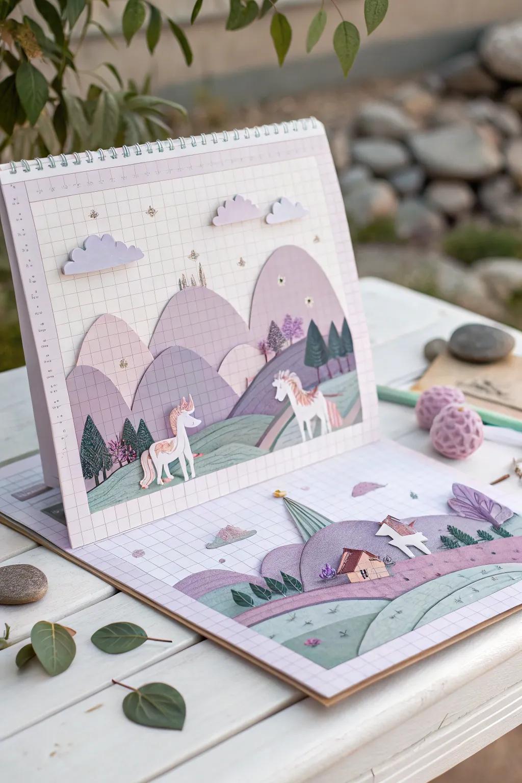 Escape to your own mythical realm with graph paper art magic.