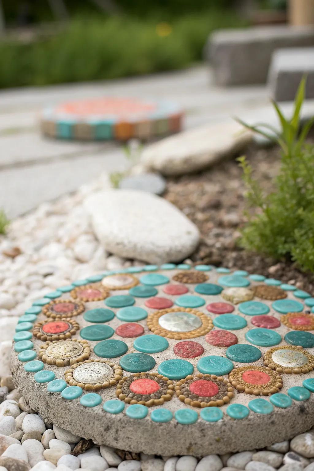 Add a touch of artistry to your garden with eco-friendly mosaics that shine with natural beauty.