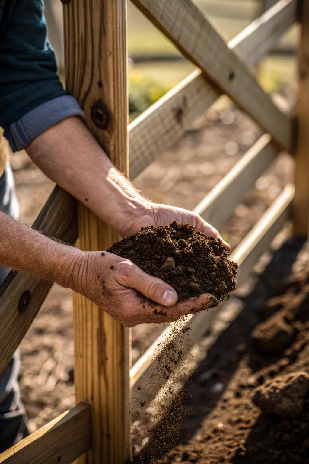 Seamlessly blend nature and craftsmanship: Fill gaps under your fence gate with care.