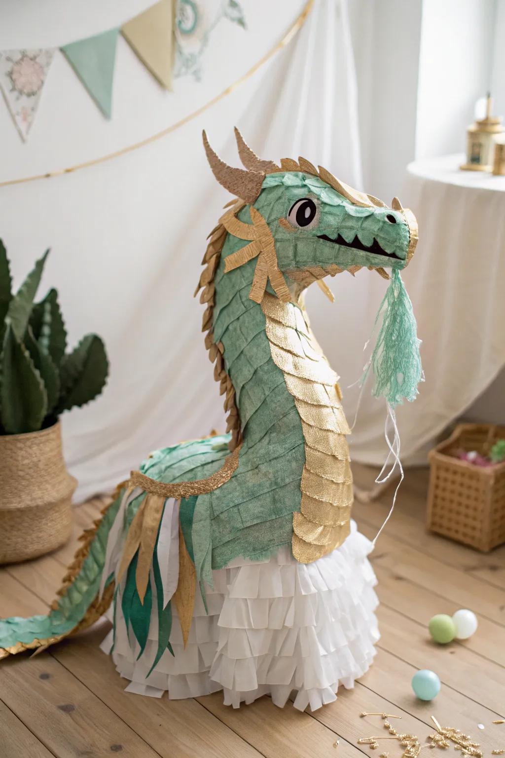Transform your party space with this enchanting dragon pinata, perfect for adding a touch of fantasy and charm!