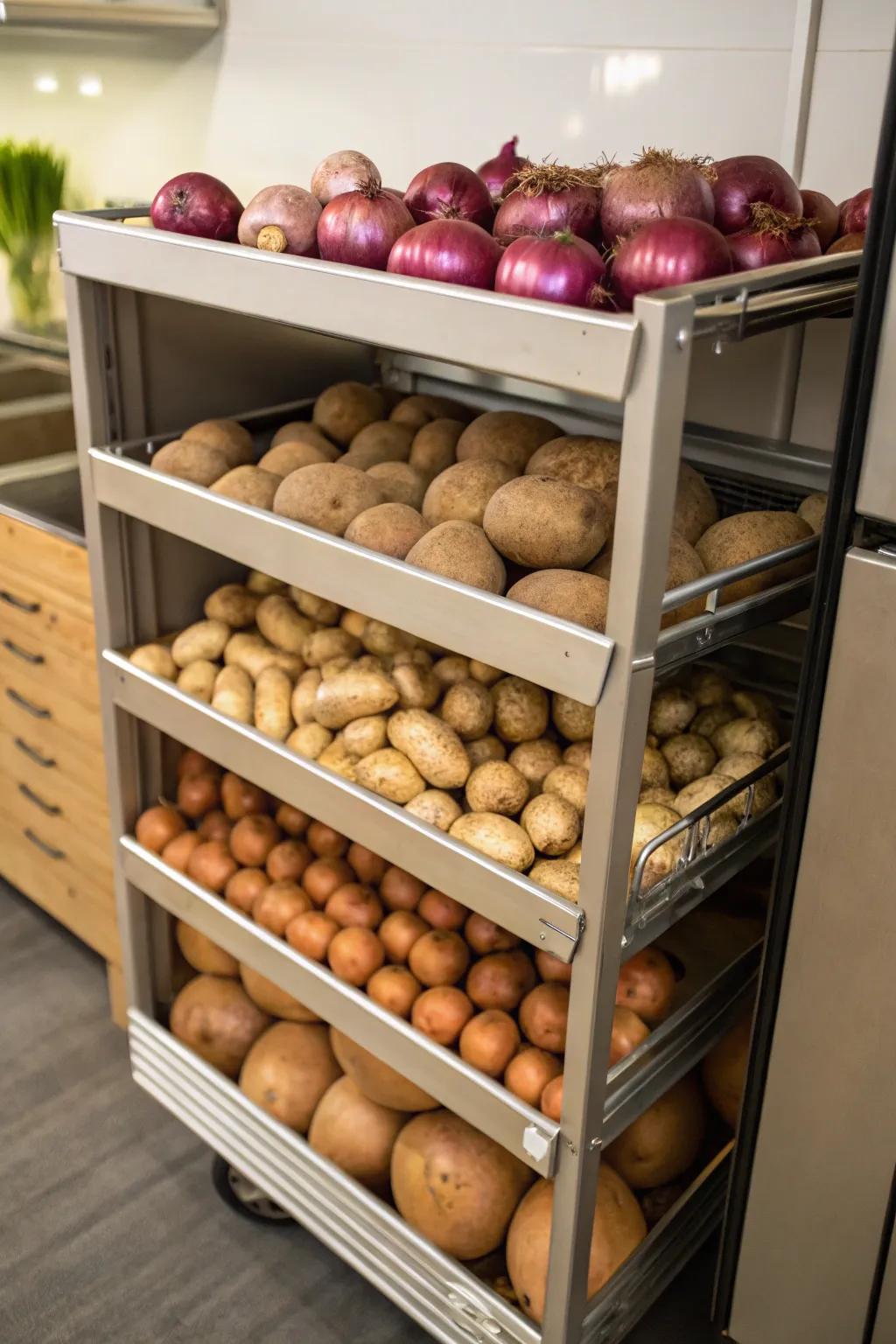 Pantry carts provide mobile and convenient storage solutions.