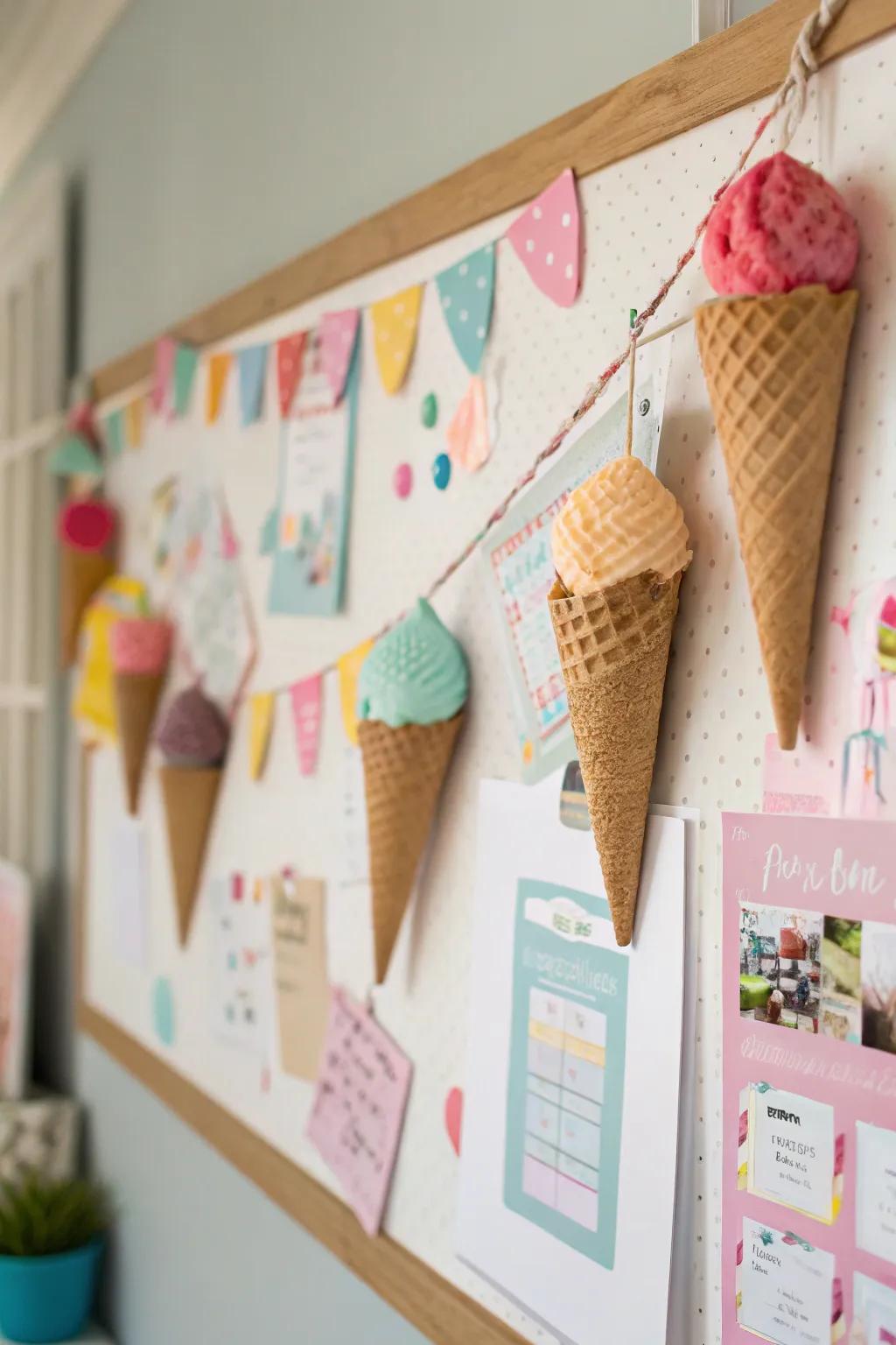 Add festive flair with a DIY ice cream cone garland.