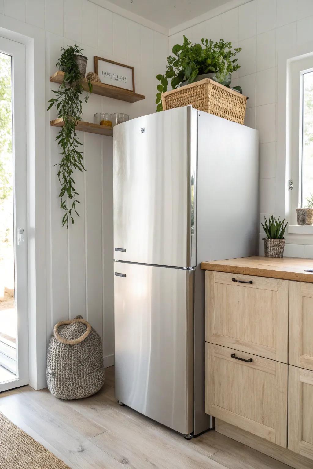 Transform your kitchen with a simple touch: contact paper magic for a sleek appliance makeover.