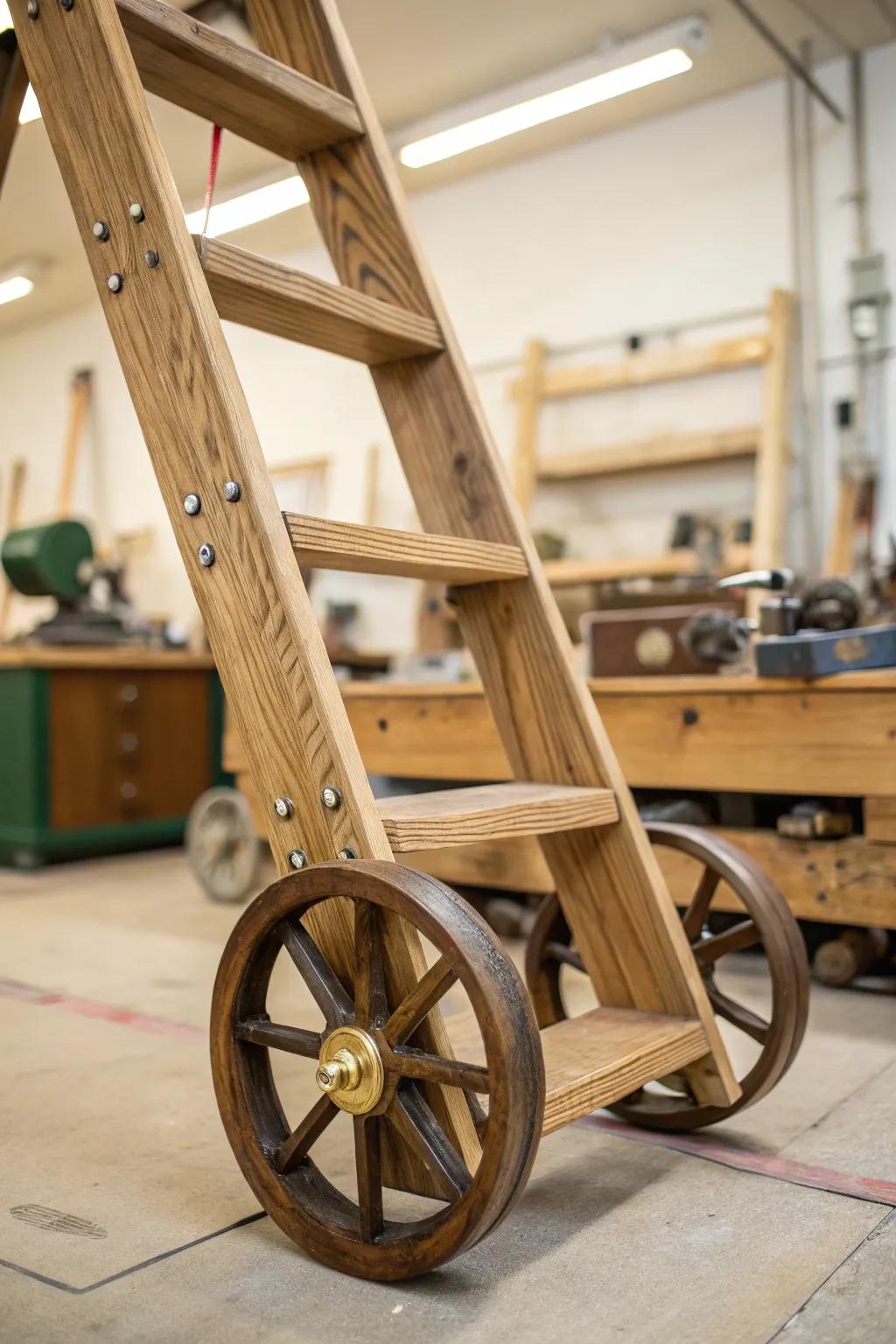 Elevate your mobility with this expertly crafted portable ladder cart—where function meets style.