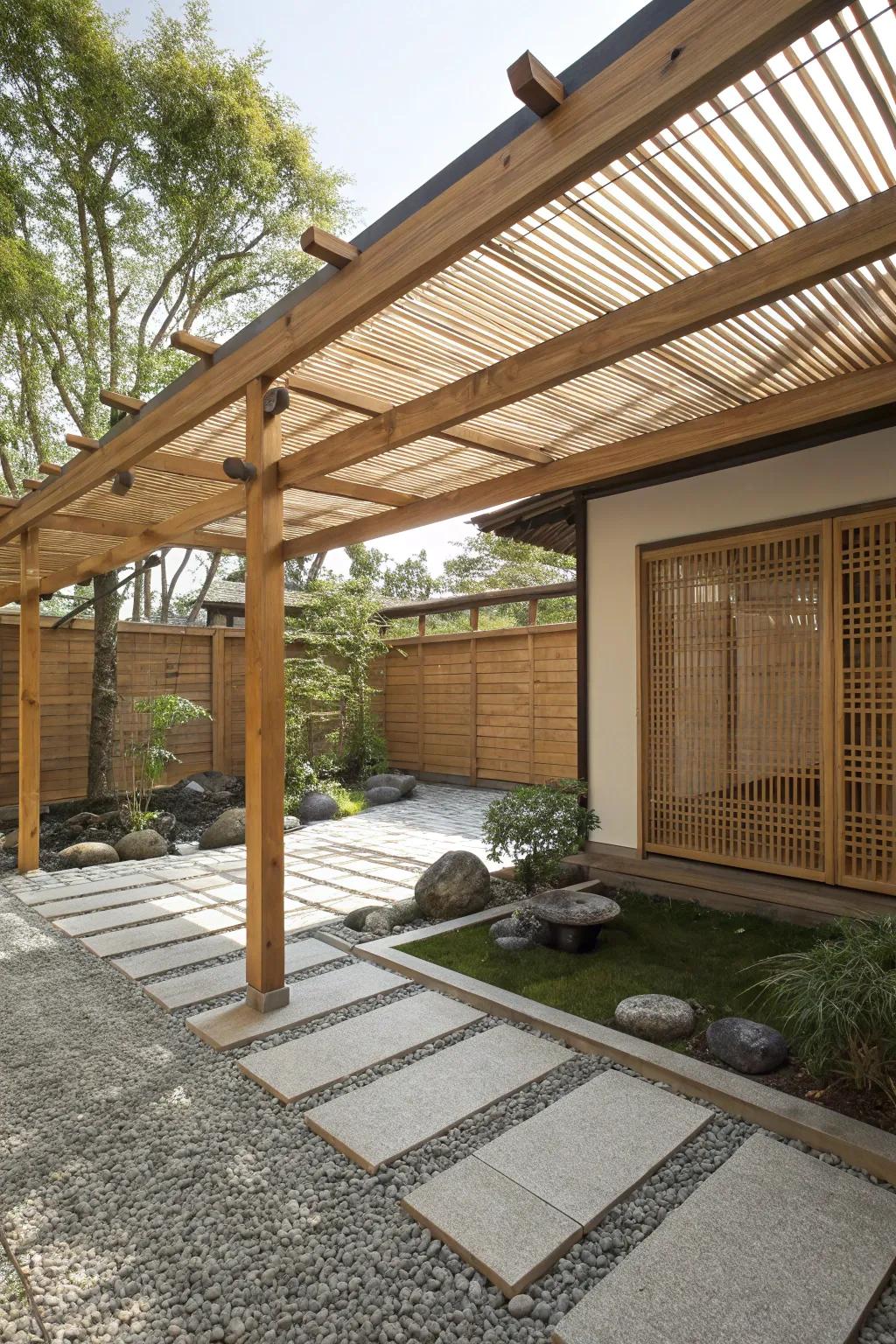 Transform your patio into a serene Zen escape with this Japanese-inspired design.