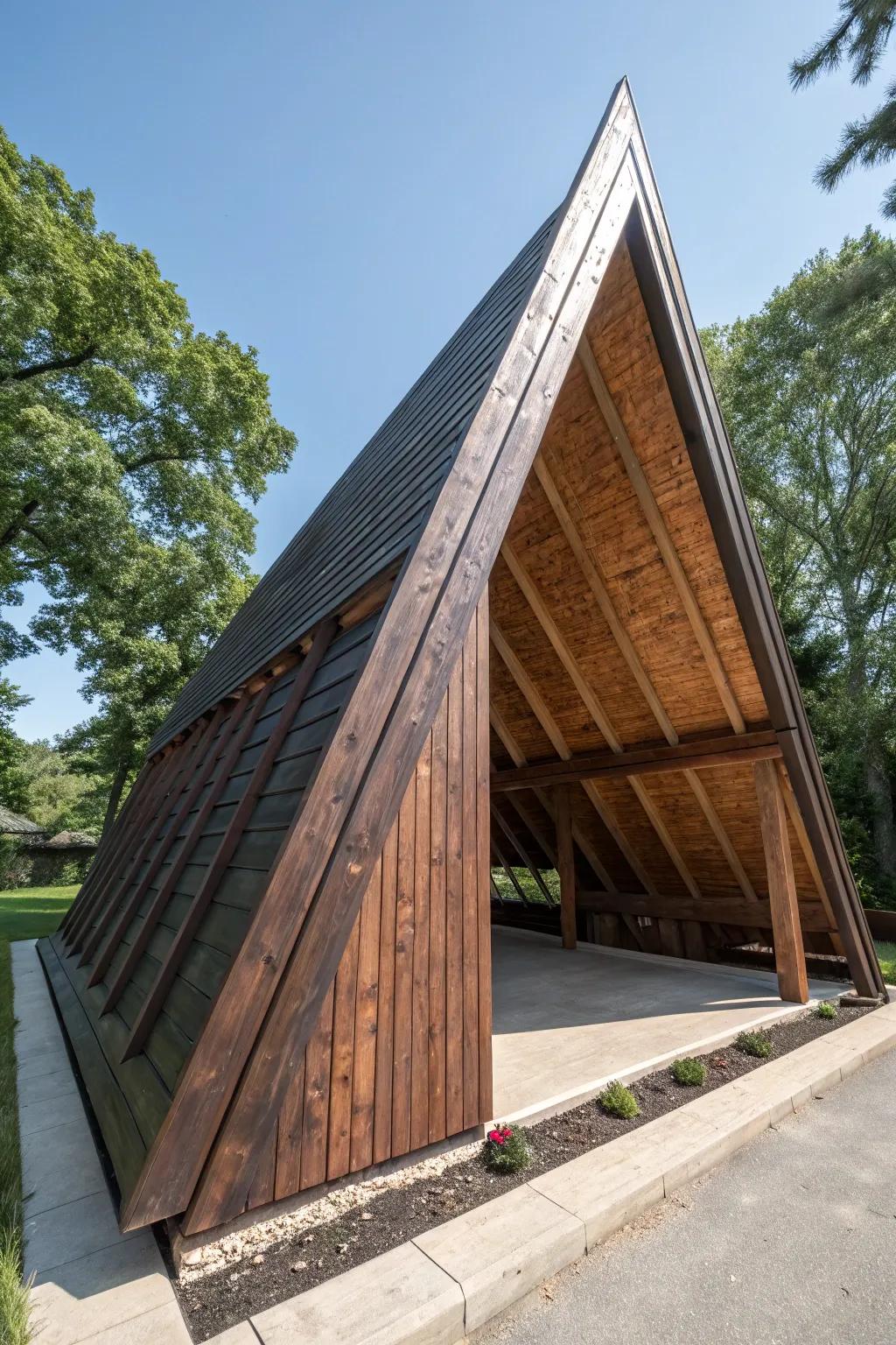 Elevate your outdoor space with the bold elegance of an A-frame lean-to.