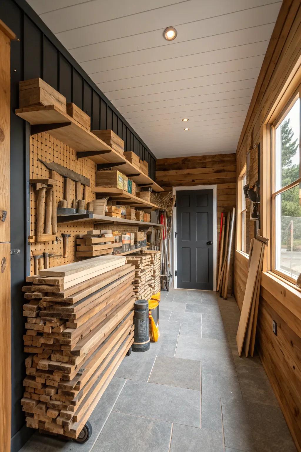 Transform your utility room into a lumber haven – where craftsmanship meets organization.