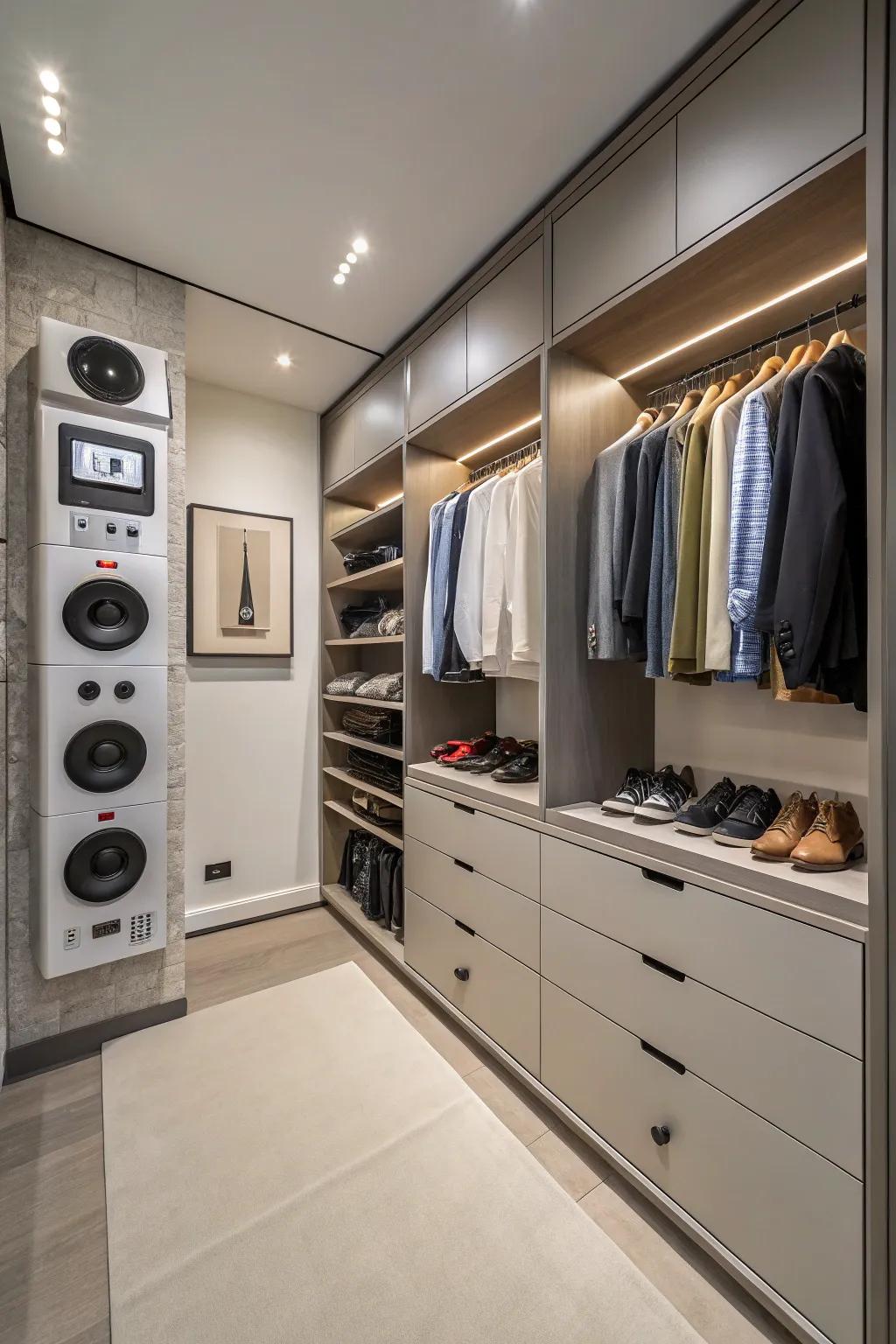 Music adds a new dimension to your closet experience.