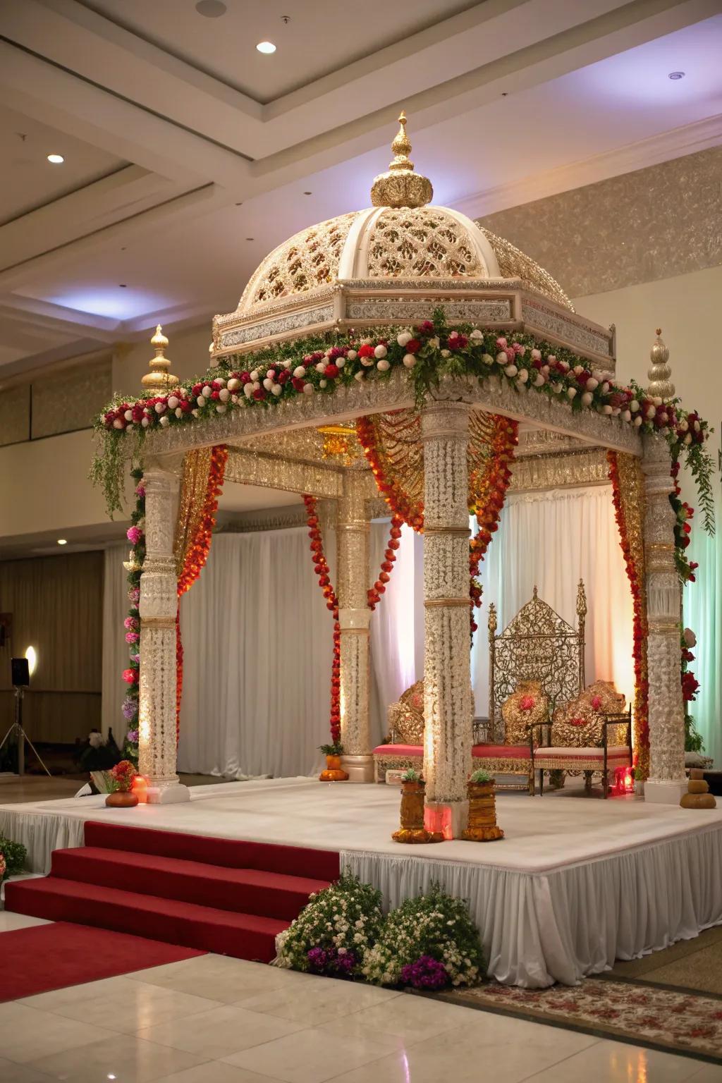 A cultural fusion mandap celebrates diversity and unity.