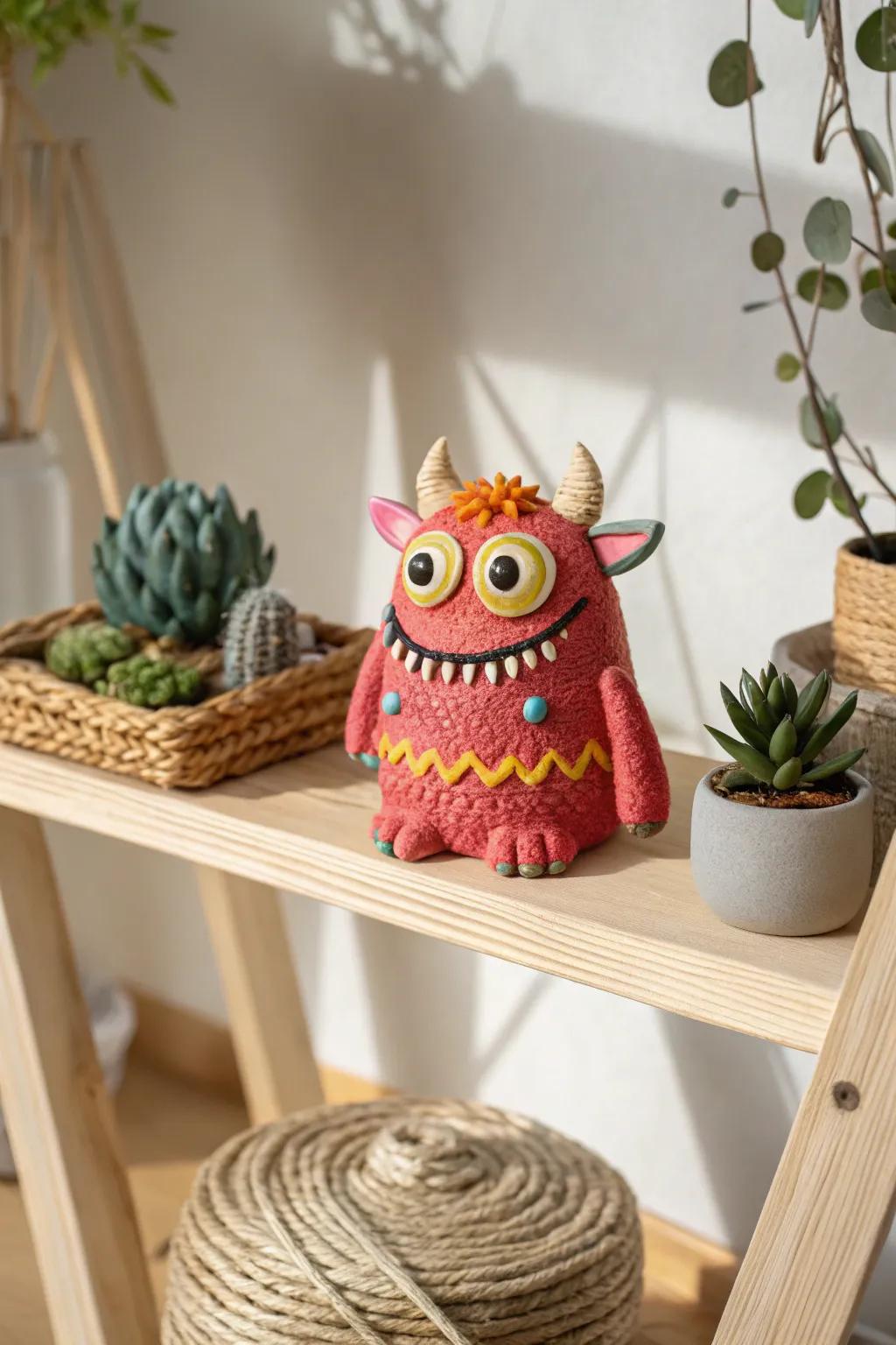 Meet your new favorite desk companion: a quirky clay monster bursting with personality!